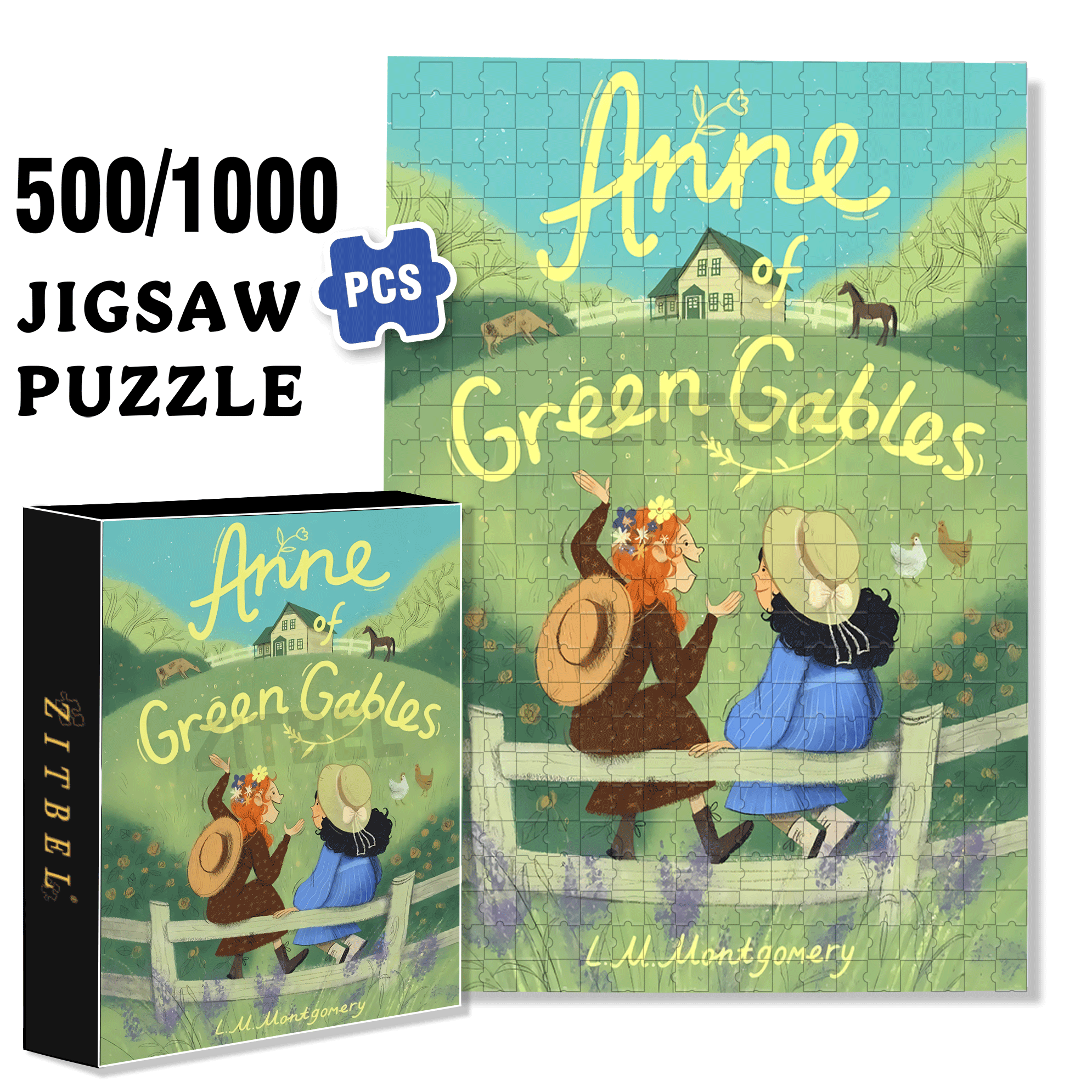 Green Gable 500pcs/1000pcs Jigsaw Puzzle, Scratch-Resistant, Interactive Family Game & Brain-Boosting DIY Decor, Perfect for Halloween, Christmas & New Year Gifts, Family Puzzle Game