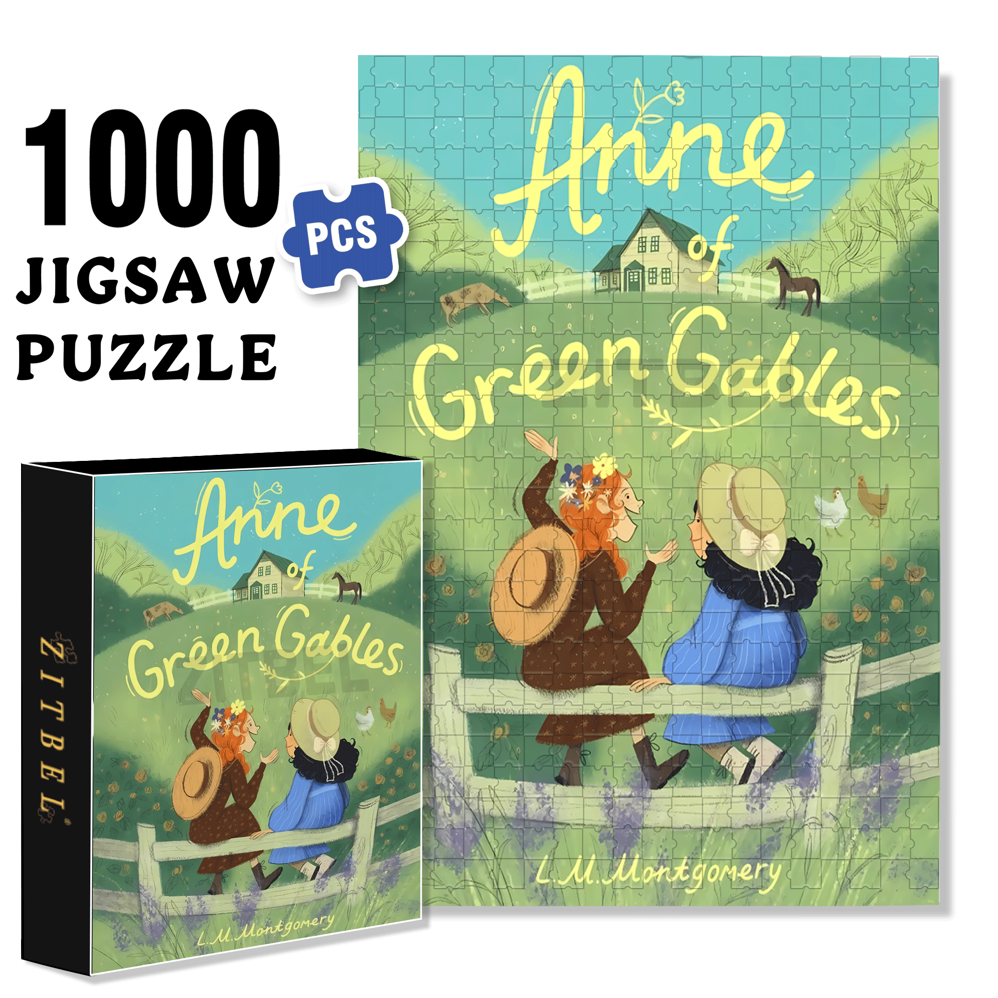 Green Gable 500pcs/1000pcs Jigsaw Puzzle, Scratch-Resistant, Interactive Family Game & Brain-Boosting DIY Decor, Perfect for Halloween, Christmas & New Year Gifts, Family Puzzle Game