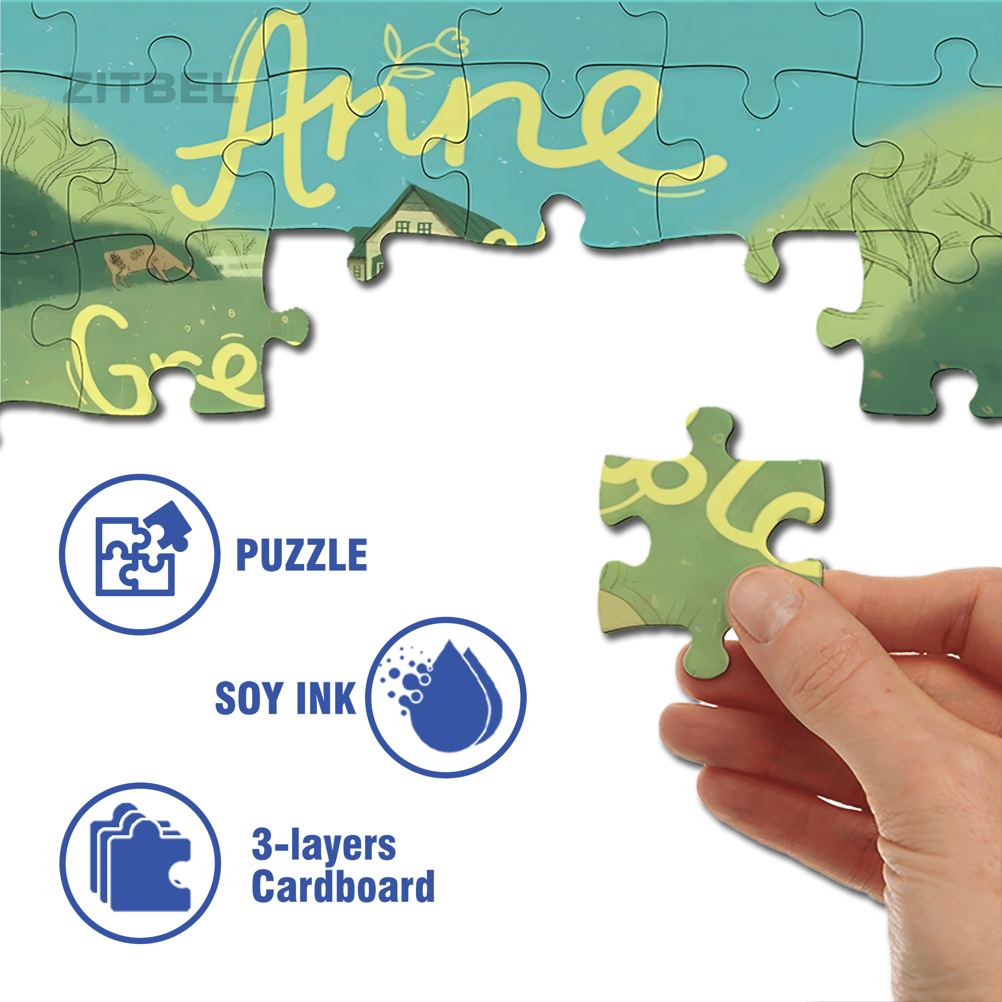 Green Gable 500pcs/1000pcs Jigsaw Puzzle, Scratch-Resistant, Interactive Family Game & Brain-Boosting DIY Decor, Perfect for Halloween, Christmas & New Year Gifts, Family Puzzle Game