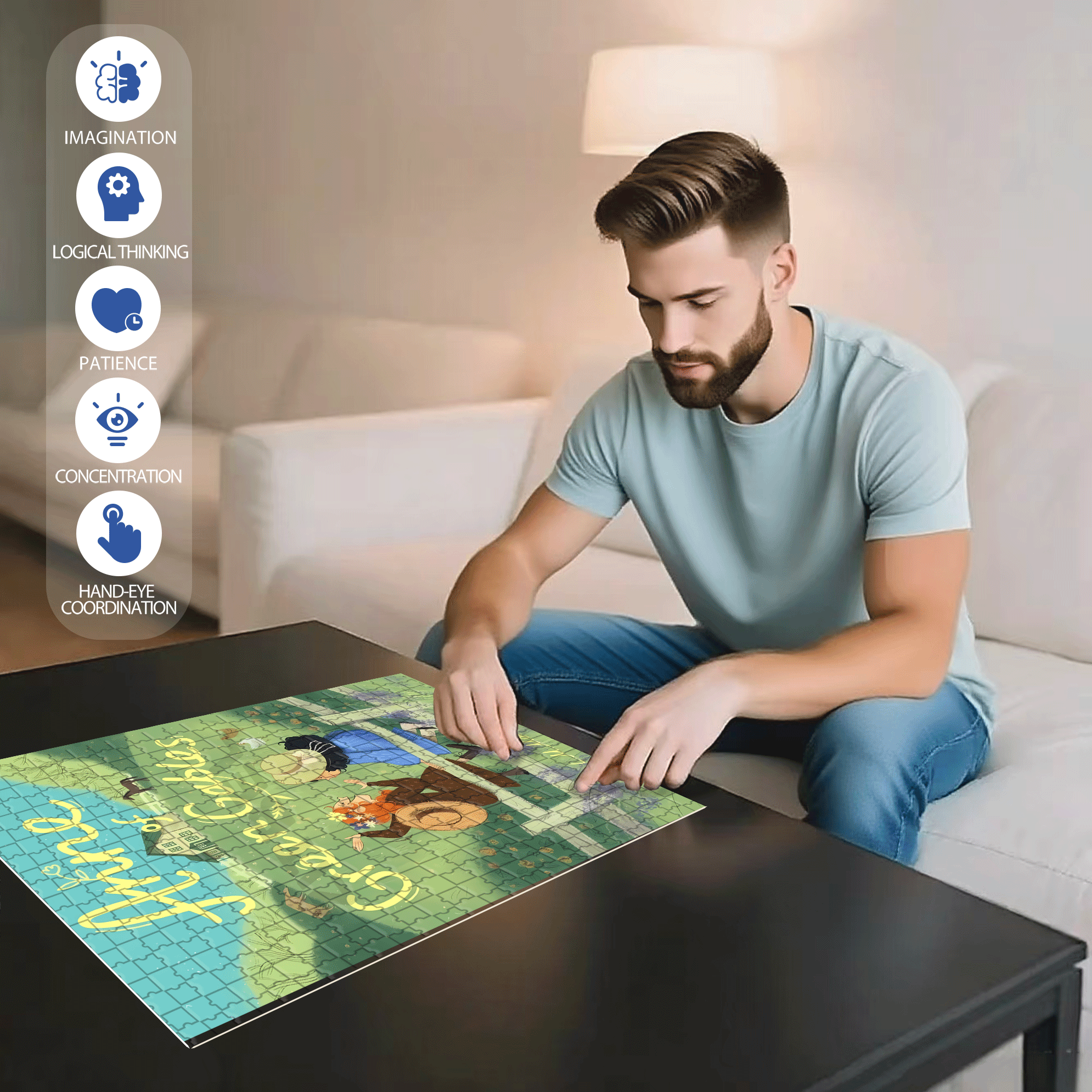 Green Gable 500pcs/1000pcs Jigsaw Puzzle, Scratch-Resistant, Interactive Family Game & Brain-Boosting DIY Decor, Perfect for Halloween, Christmas & New Year Gifts, Family Puzzle Game