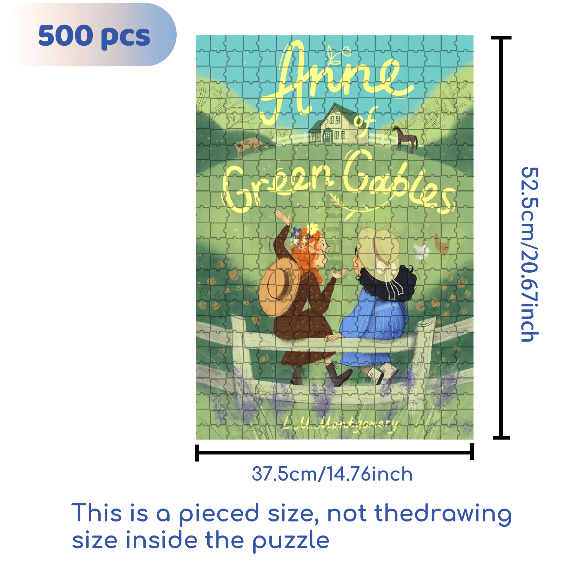 Green Gable 500pcs/1000pcs Jigsaw Puzzle, Scratch-Resistant, Interactive Family Game & Brain-Boosting DIY Decor, Perfect for Halloween, Christmas & New Year Gifts, Family Puzzle Game