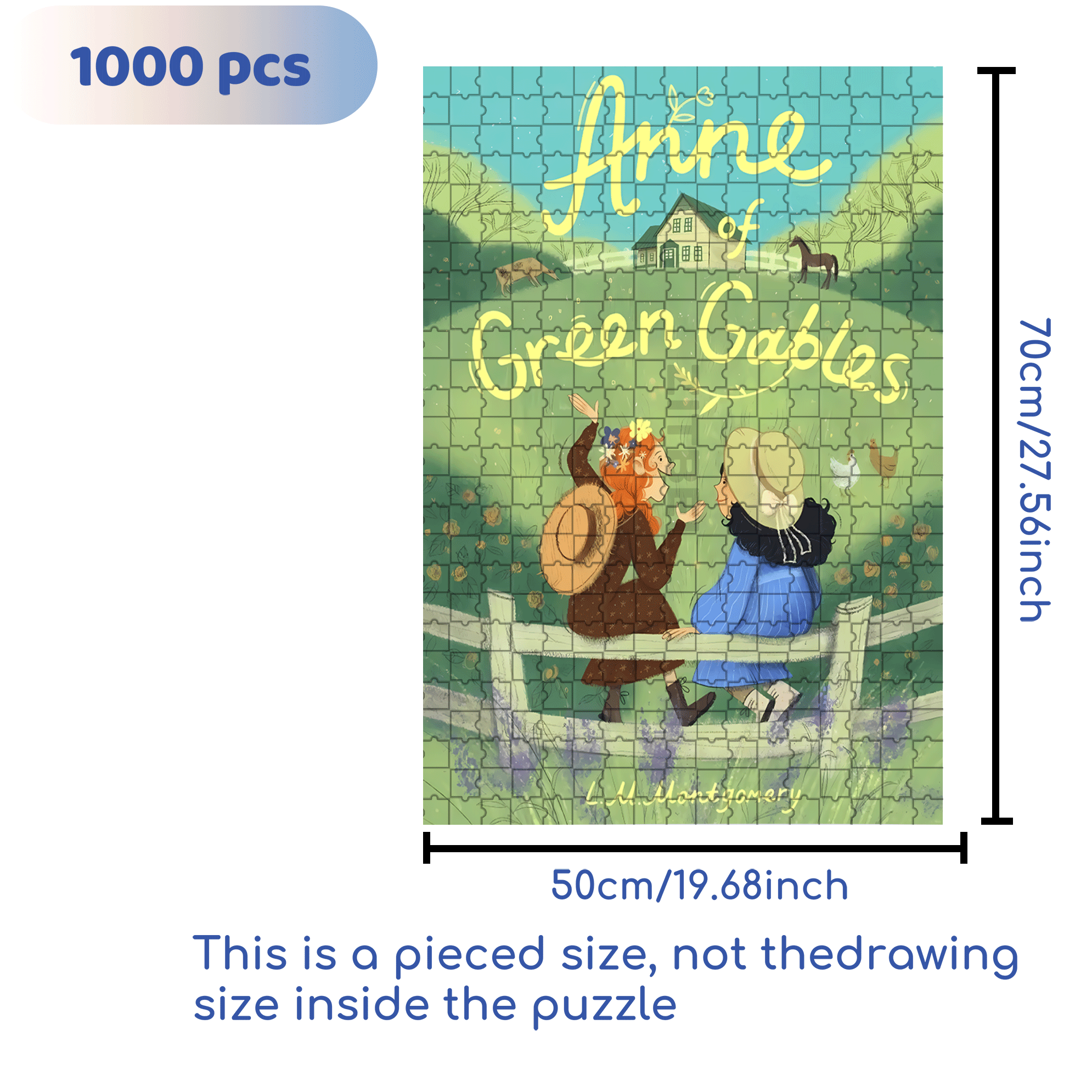 Green Gable 500pcs/1000pcs Jigsaw Puzzle, Scratch-Resistant, Interactive Family Game & Brain-Boosting DIY Decor, Perfect for Halloween, Christmas & New Year Gifts, Family Puzzle Game