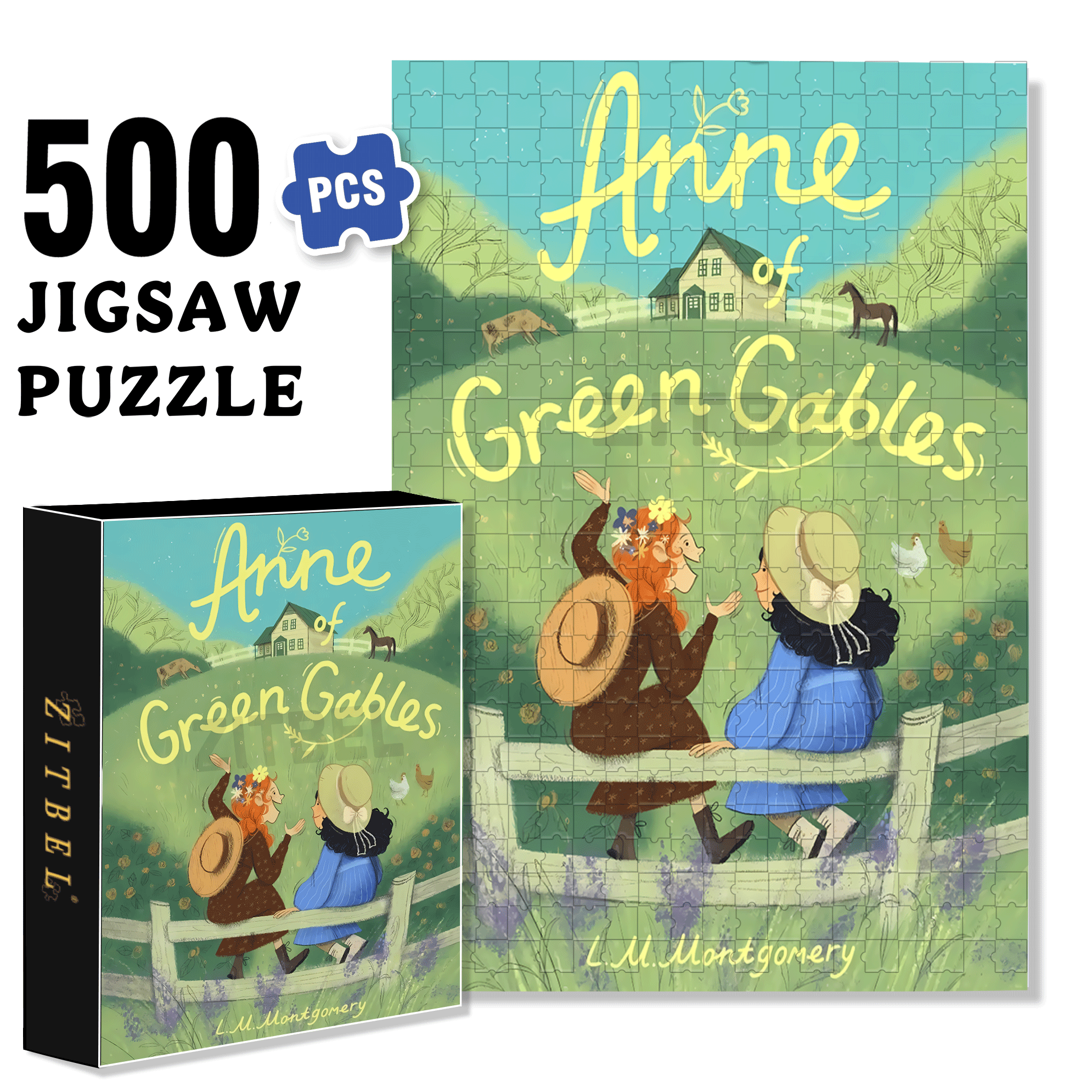 Green Gable 500pcs/1000pcs Jigsaw Puzzle, Scratch-Resistant, Interactive Family Game & Brain-Boosting DIY Decor, Perfect for Halloween, Christmas & New Year Gifts, Family Puzzle Game