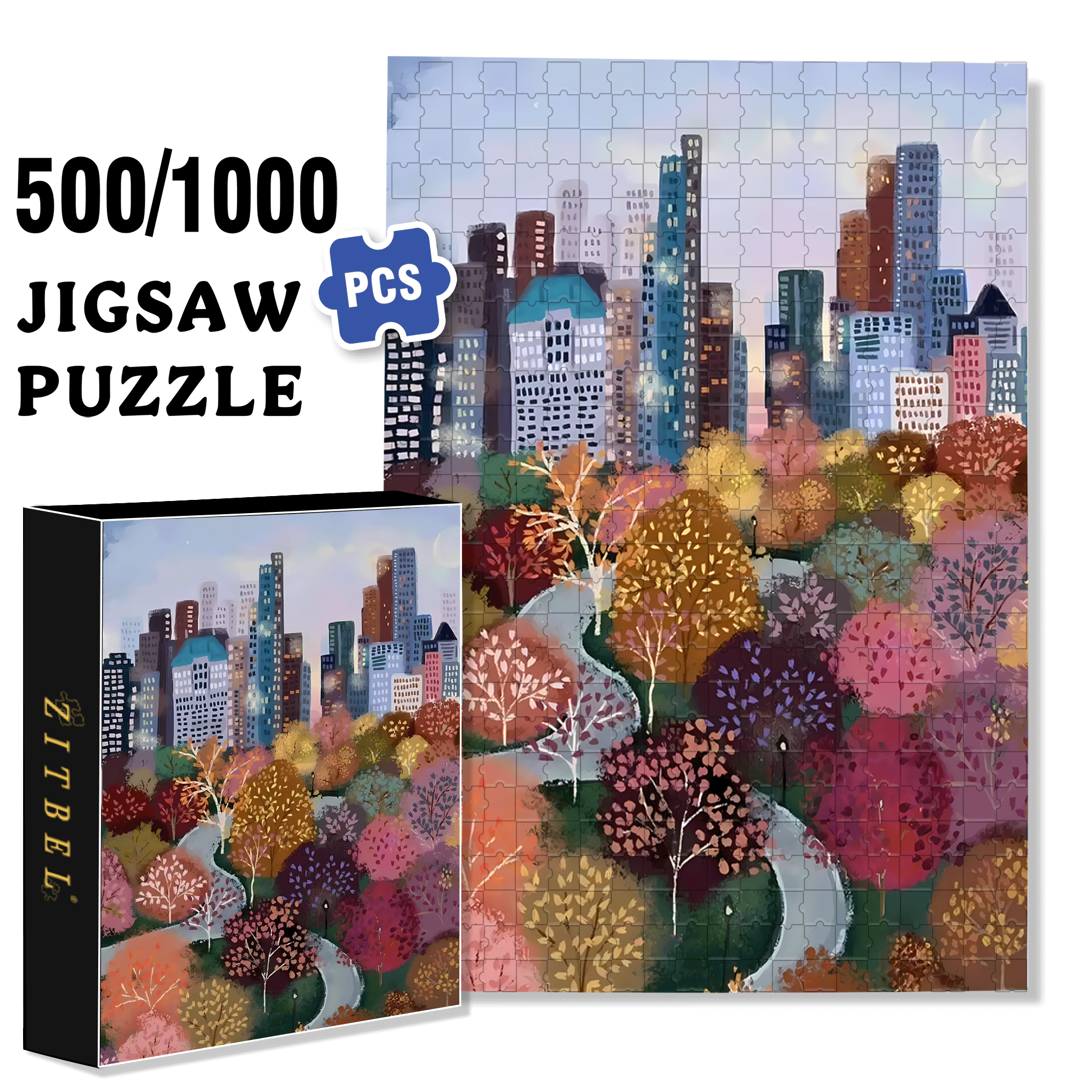 Live Your Life In A Gentle Manner 14 500pcs/1000pcs Jigsaw Puzzle, Scratch-Resistant, Interactive Family Game & Brain-Boosting DIY Decor, Perfect for Halloween, Christmas & New Year Gifts, Family Puzzle Game