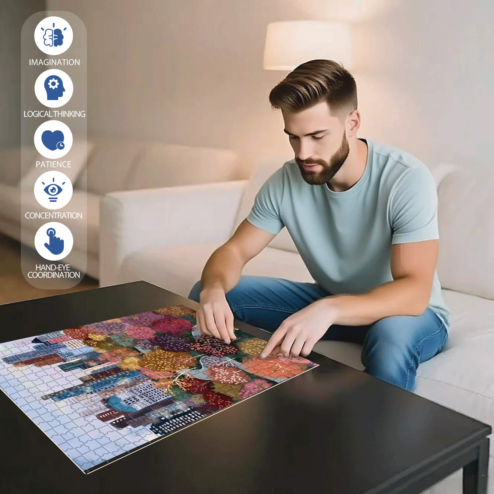 Live Your Life In A Gentle Manner 14 500pcs/1000pcs Jigsaw Puzzle, Scratch-Resistant, Interactive Family Game & Brain-Boosting DIY Decor, Perfect for Halloween, Christmas & New Year Gifts, Family Puzzle Game