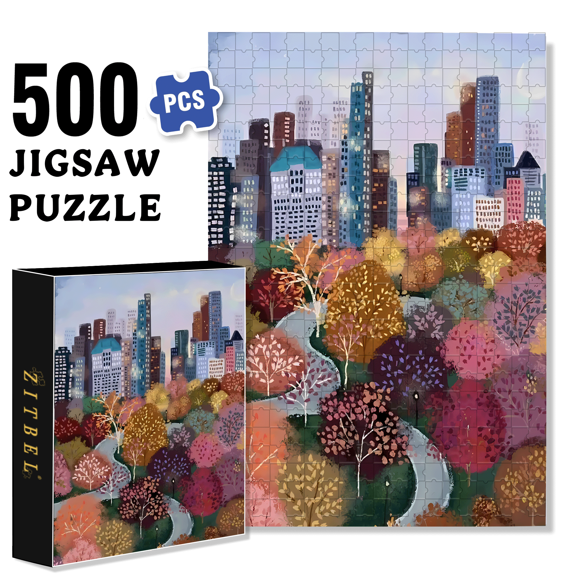 Live Your Life In A Gentle Manner 14 500pcs/1000pcs Jigsaw Puzzle, Scratch-Resistant, Interactive Family Game & Brain-Boosting DIY Decor, Perfect for Halloween, Christmas & New Year Gifts, Family Puzzle Game
