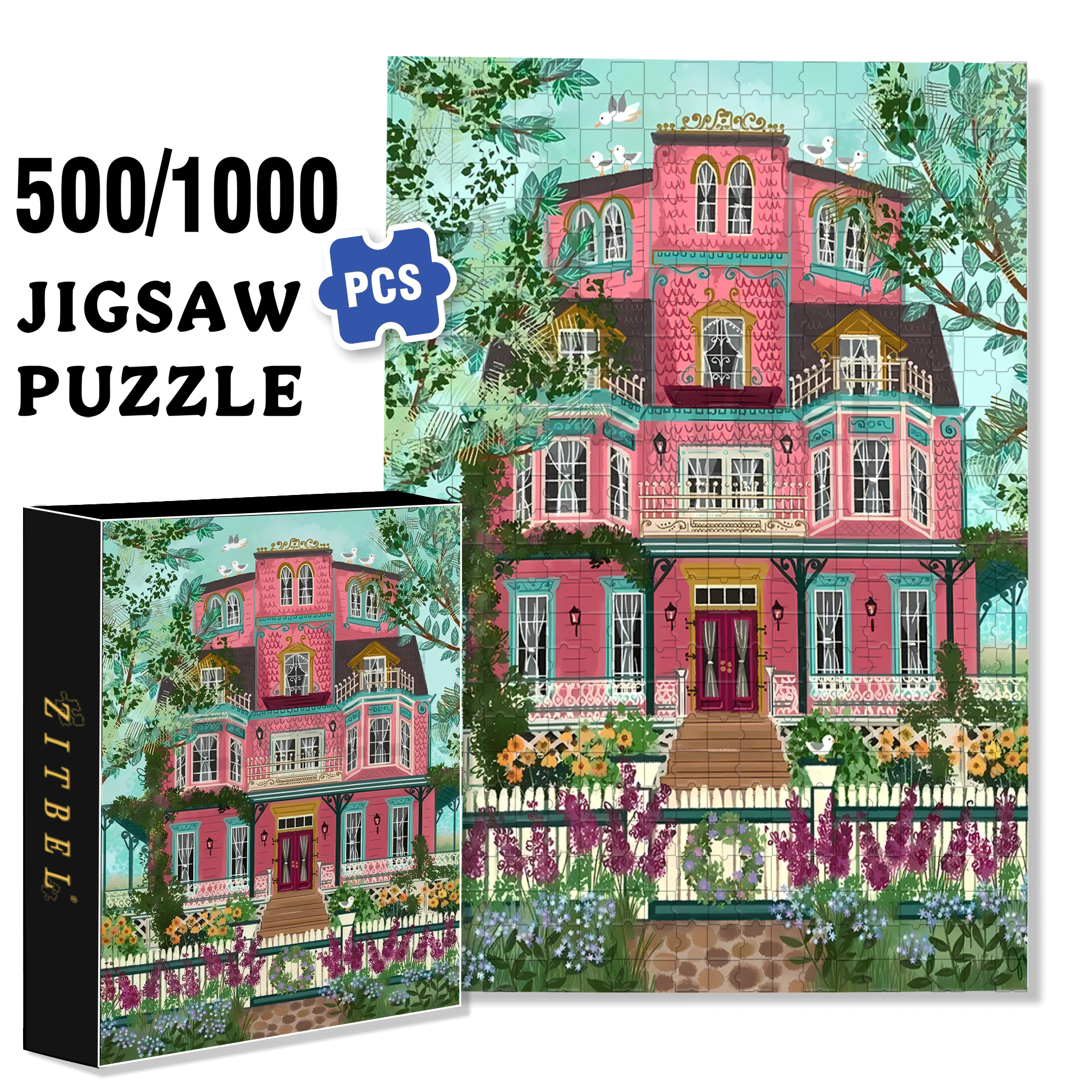 Live Your Life In A Gentle Manner 15 500pcs/1000pcs Jigsaw Puzzle, Scratch-Resistant, Interactive Family Game & Brain-Boosting DIY Decor, Perfect for Halloween, Christmas & New Year Gifts, Family Puzzle Game