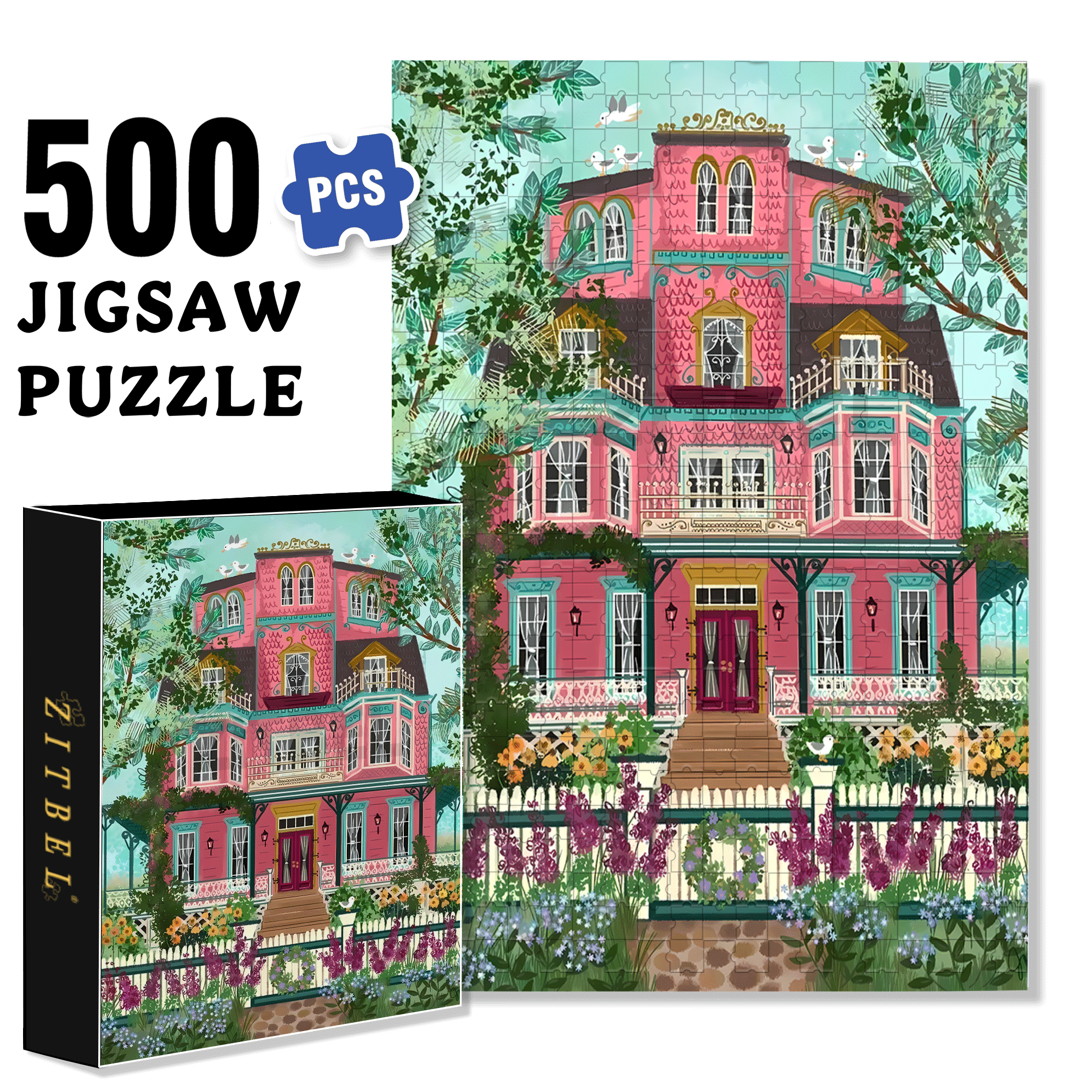 Live Your Life In A Gentle Manner 15 500pcs/1000pcs Jigsaw Puzzle, Scratch-Resistant, Interactive Family Game & Brain-Boosting DIY Decor, Perfect for Halloween, Christmas & New Year Gifts, Family Puzzle Game
