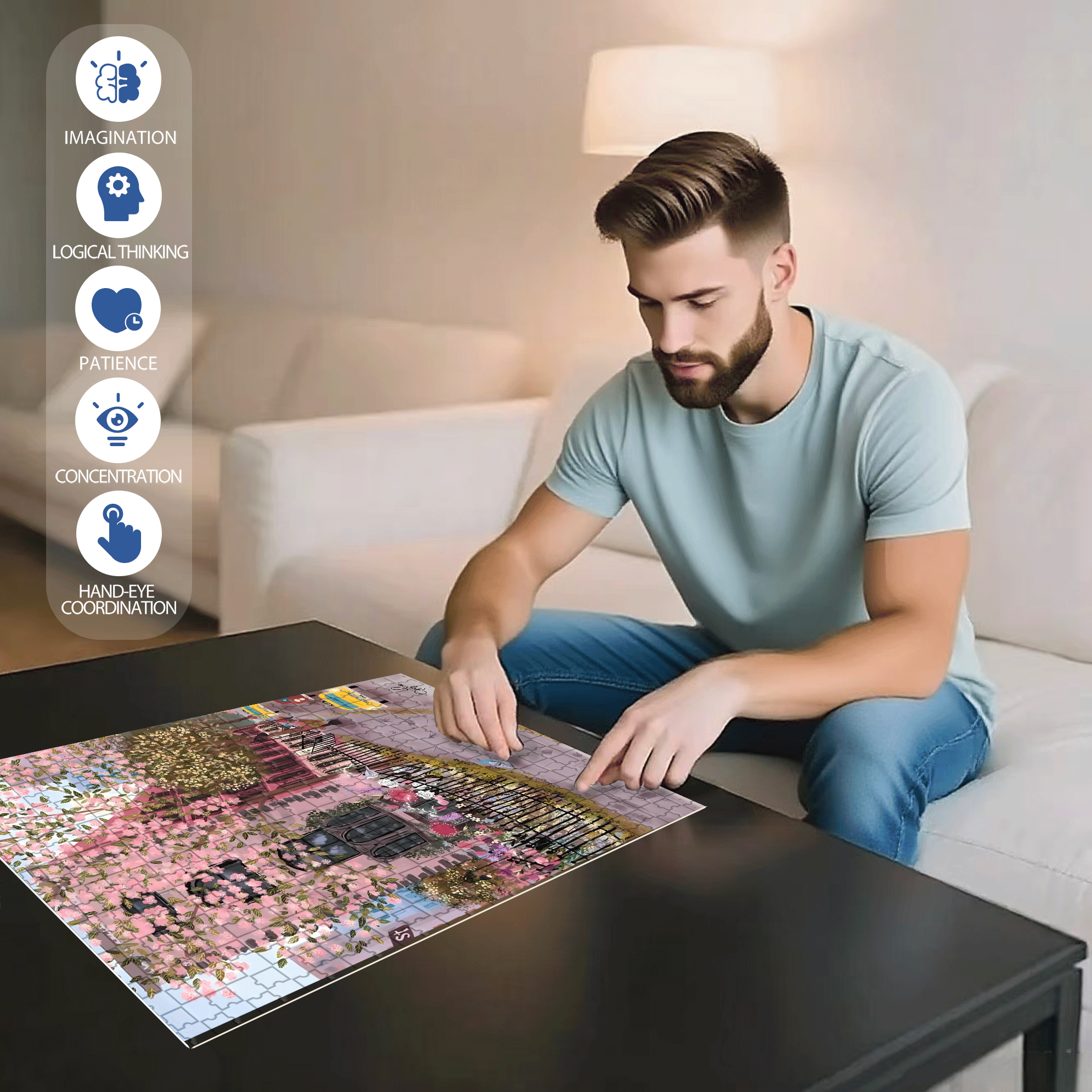 Live Your Life In A Gentle Manner 17 500pcs/1000pcs Jigsaw Puzzle, Scratch-Resistant, Interactive Family Game & Brain-Boosting DIY Decor, Perfect for Halloween, Christmas & New Year Gifts, Family Puzzle Game