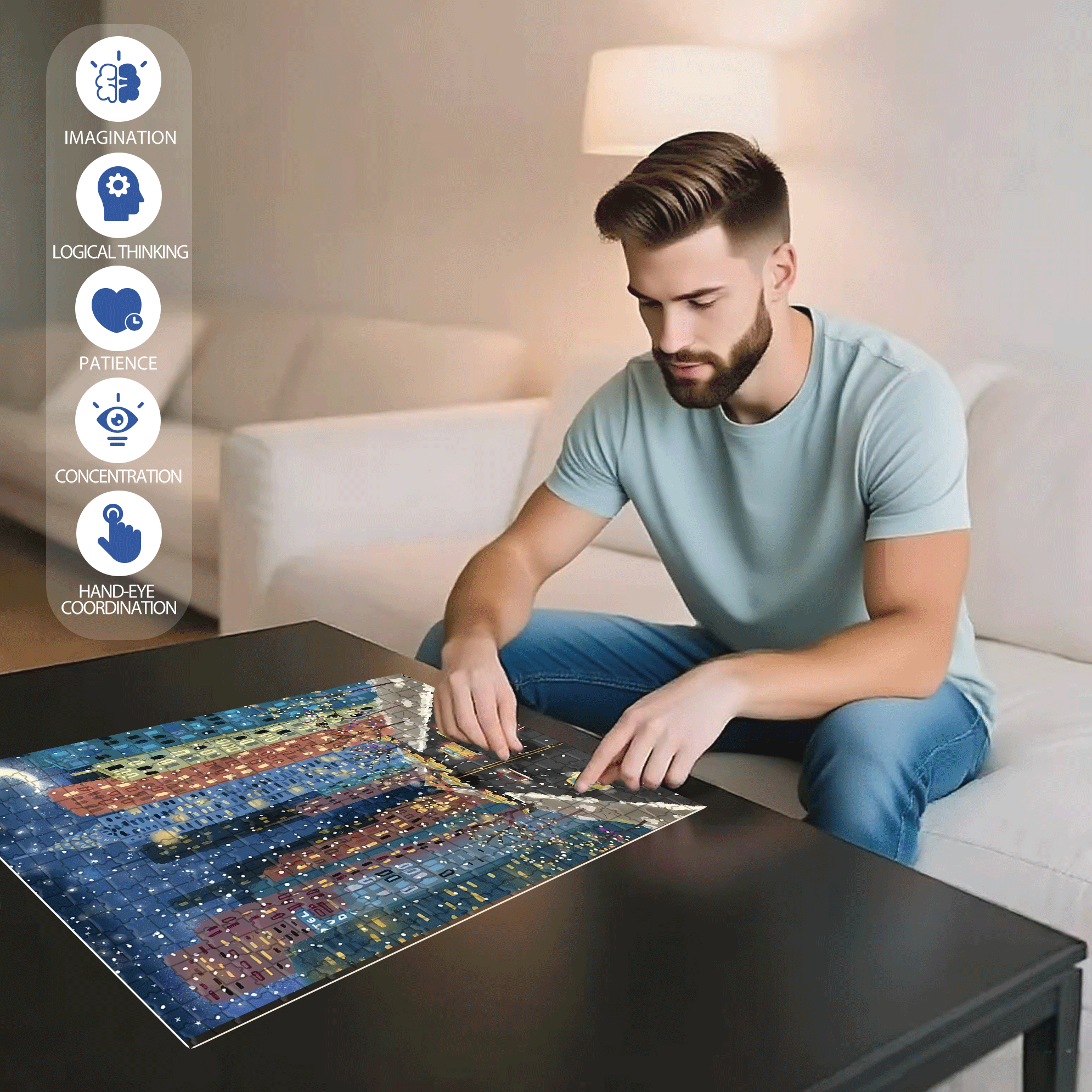 Live Your Life In A Gentle Manner 2 500pcs/1000pcs Jigsaw Puzzle, Scratch-Resistant, Interactive Family Game & Brain-Boosting DIY Decor, Perfect for Halloween, Christmas & New Year Gifts, Family Puzzle Game