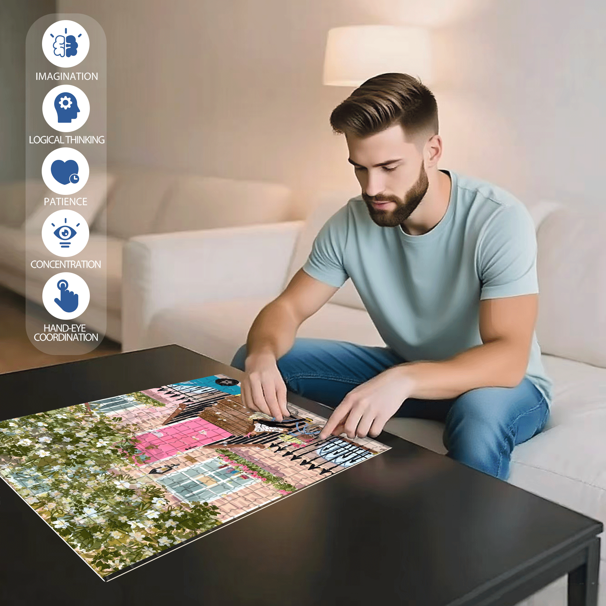 Live Your Life In A Gentle Manner 22 500pcs/1000pcs Jigsaw Puzzle, Scratch-Resistant, Interactive Family Game & Brain-Boosting DIY Decor, Perfect for Halloween, Christmas & New Year Gifts, Family Puzzle Game