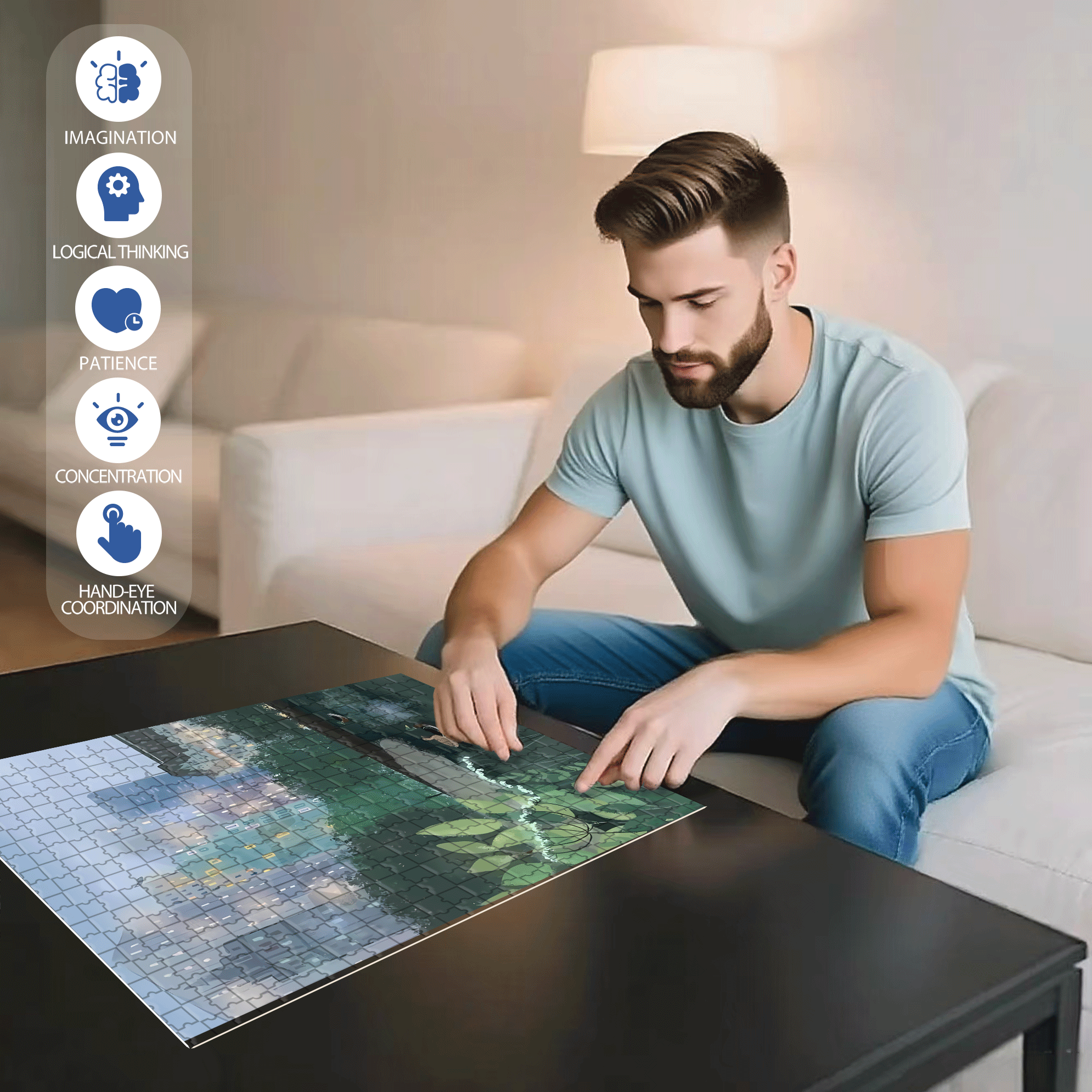 Live Your Life In A Gentle Manner 23 500pcs/1000pcs Jigsaw Puzzle, Scratch-Resistant, Interactive Family Game & Brain-Boosting DIY Decor, Perfect for Halloween, Christmas & New Year Gifts, Family Puzzle Game