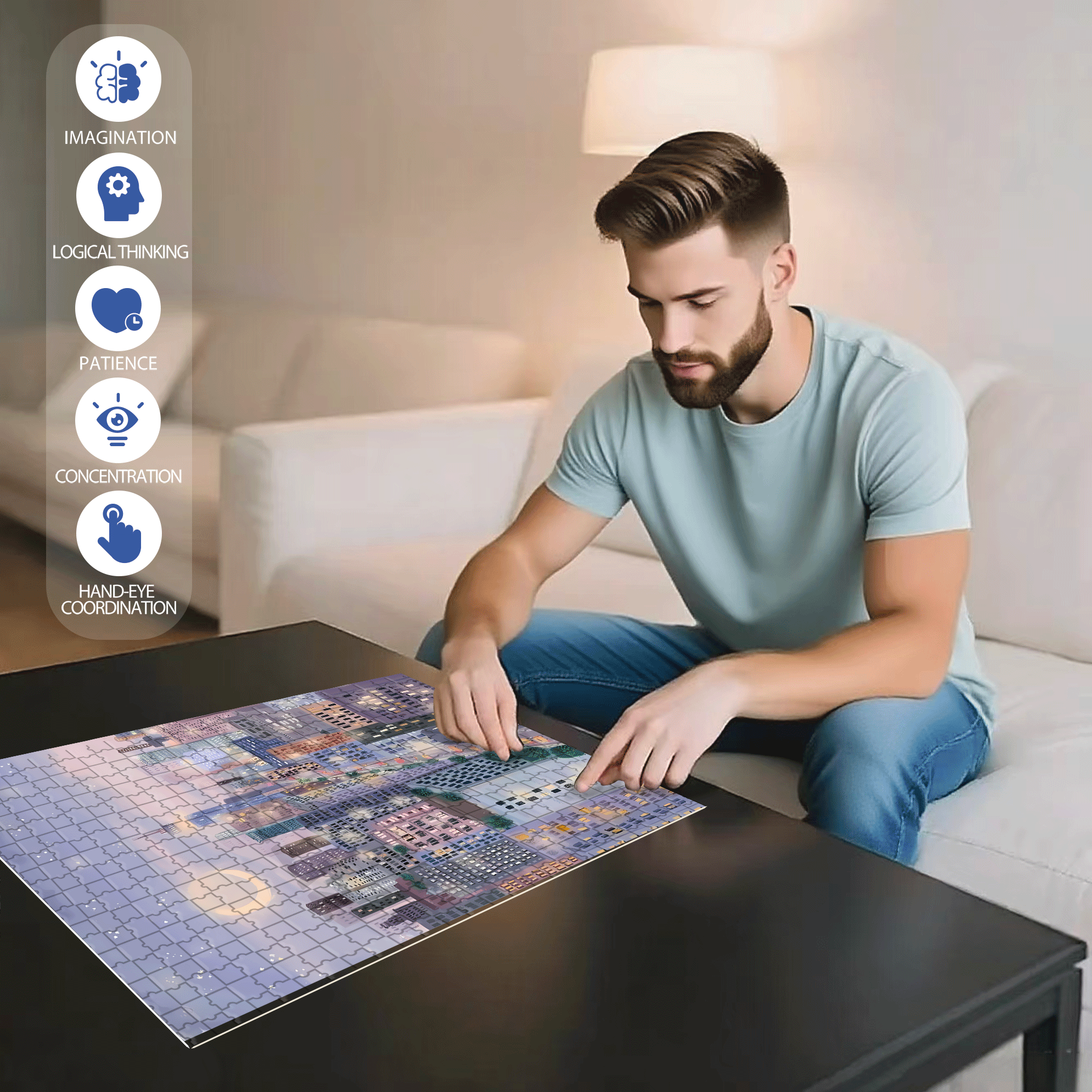 Live Your Life In A Gentle Manner 25 500pcs/1000pcs Jigsaw Puzzle, Scratch-Resistant, Interactive Family Game & Brain-Boosting DIY Decor, Perfect for Halloween, Christmas & New Year Gifts, Family Puzzle Game