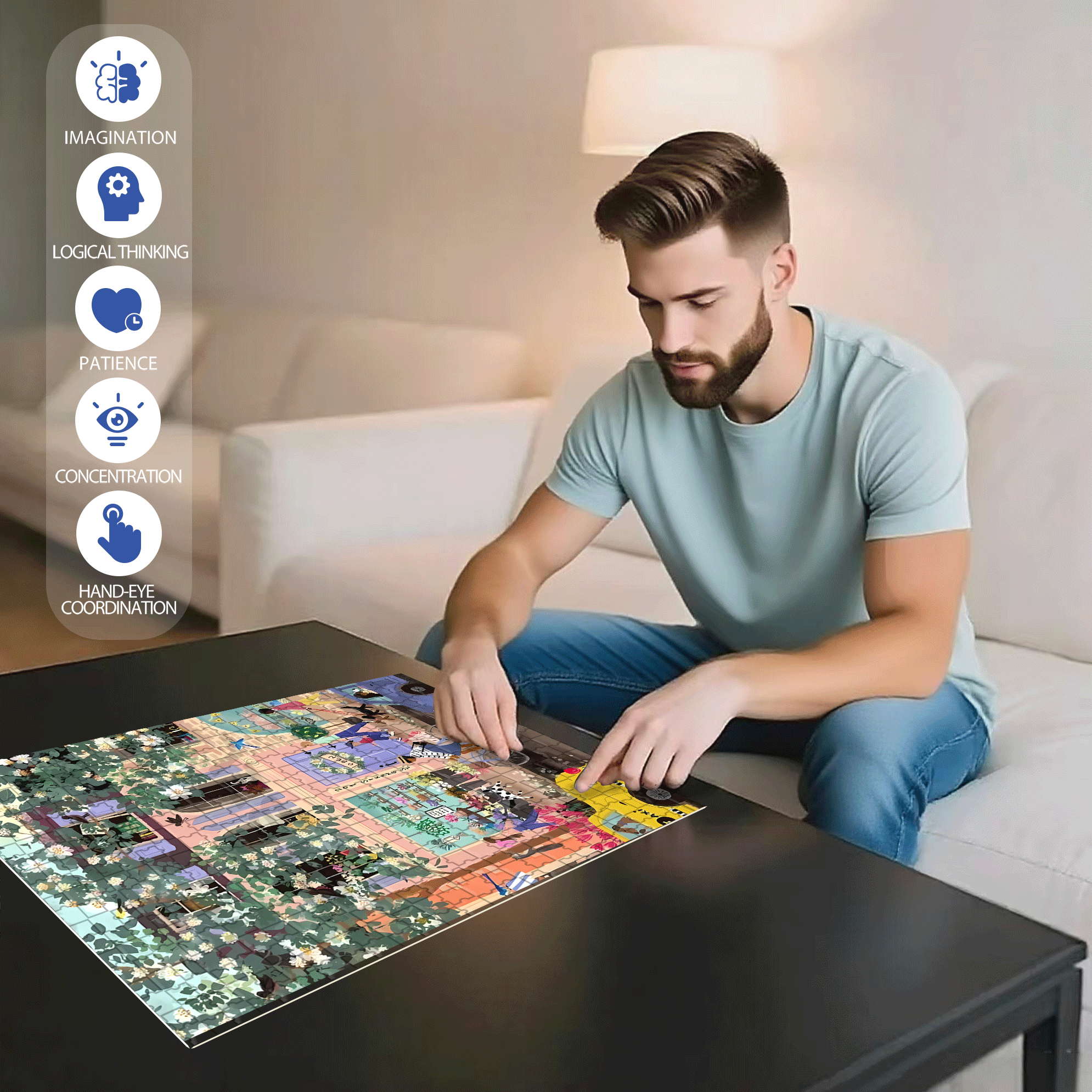 Live Your Life In A Gentle Manner 27 500pcs/1000pcs Jigsaw Puzzle, Scratch-Resistant, Interactive Family Game & Brain-Boosting DIY Decor, Perfect for Halloween, Christmas & New Year Gifts, Family Puzzle Game