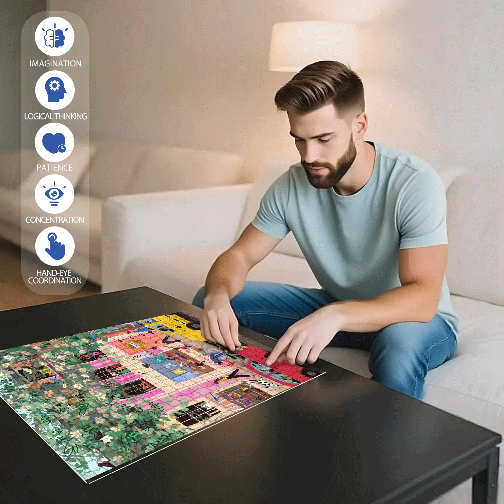 Live Your Life In A Gentle Manner 28 500pcs/1000pcs Jigsaw Puzzle, Scratch-Resistant, Interactive Family Game & Brain-Boosting DIY Decor, Perfect for Halloween, Christmas & New Year Gifts, Family Puzzle Game