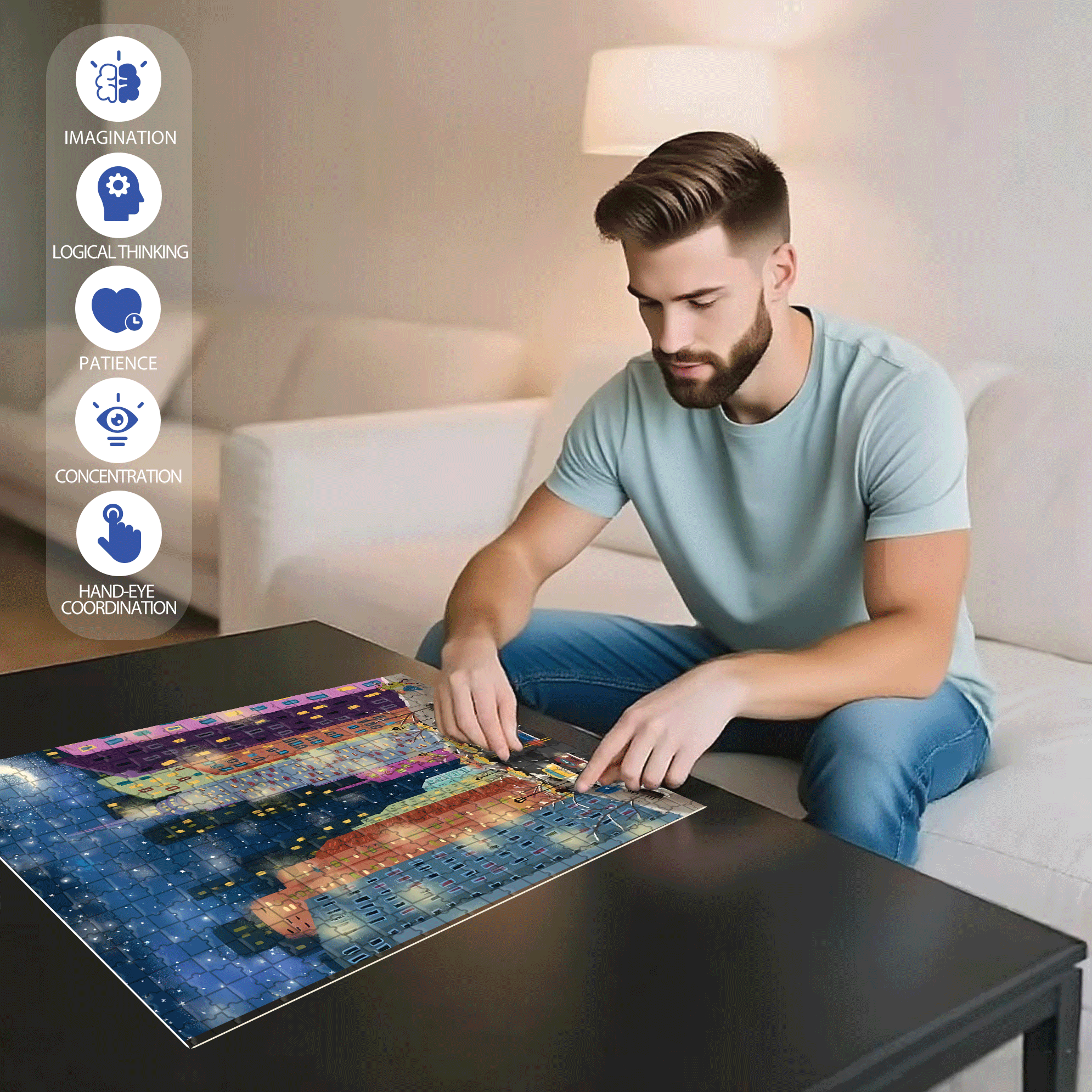 Live Your Life In A Gentle Manner 3 500pcs/1000pcs Jigsaw Puzzle, Scratch-Resistant, Interactive Family Game & Brain-Boosting DIY Decor, Perfect for Halloween, Christmas & New Year Gifts, Family Puzzle Game