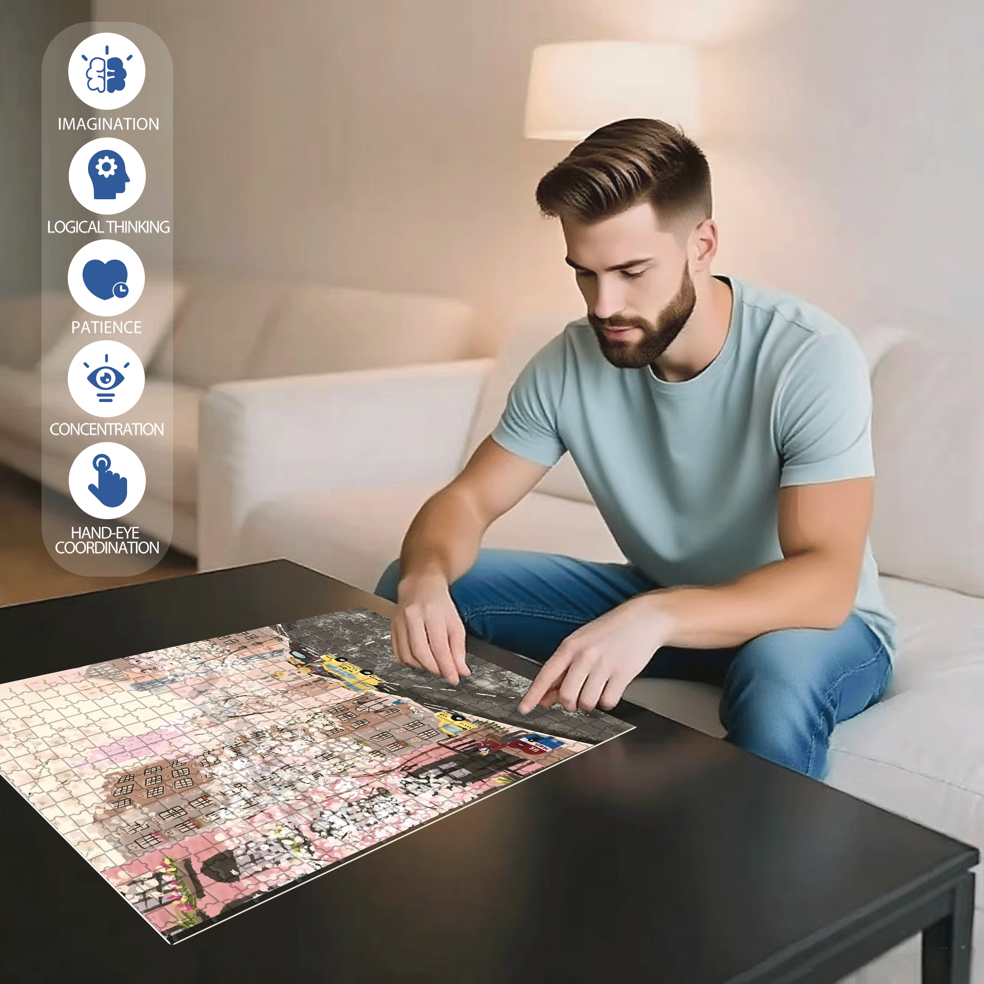 Live Your Life In A Gentle Manner 4 500pcs/1000pcs Jigsaw Puzzle, Scratch-Resistant, Interactive Family Game & Brain-Boosting DIY Decor, Perfect for Halloween, Christmas & New Year Gifts, Family Puzzle Game