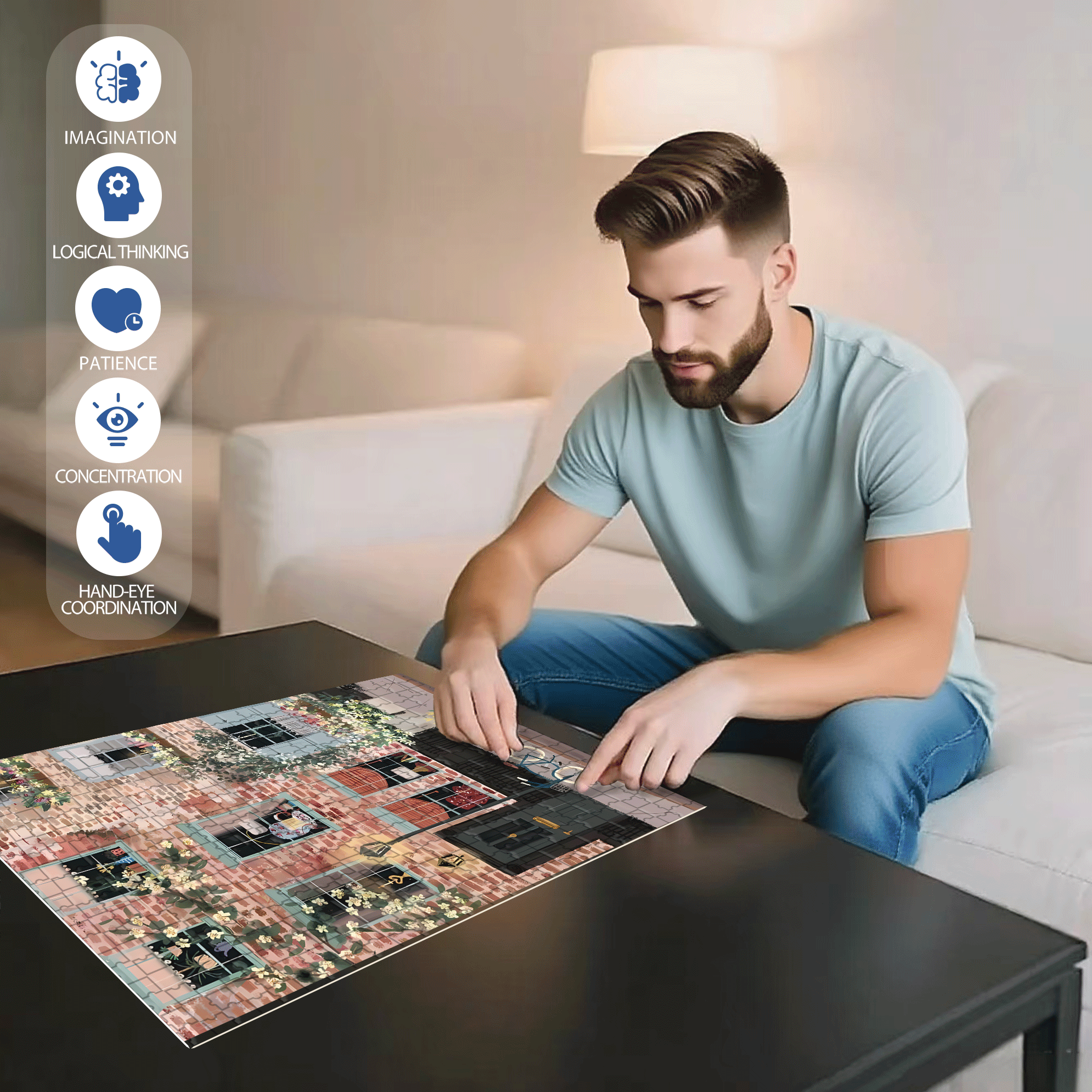 Live Your Life In A Gentle Manner 5 500pcs/1000pcs Jigsaw Puzzle, Scratch-Resistant, Interactive Family Game & Brain-Boosting DIY Decor, Perfect for Halloween, Christmas & New Year Gifts, Family Puzzle Game