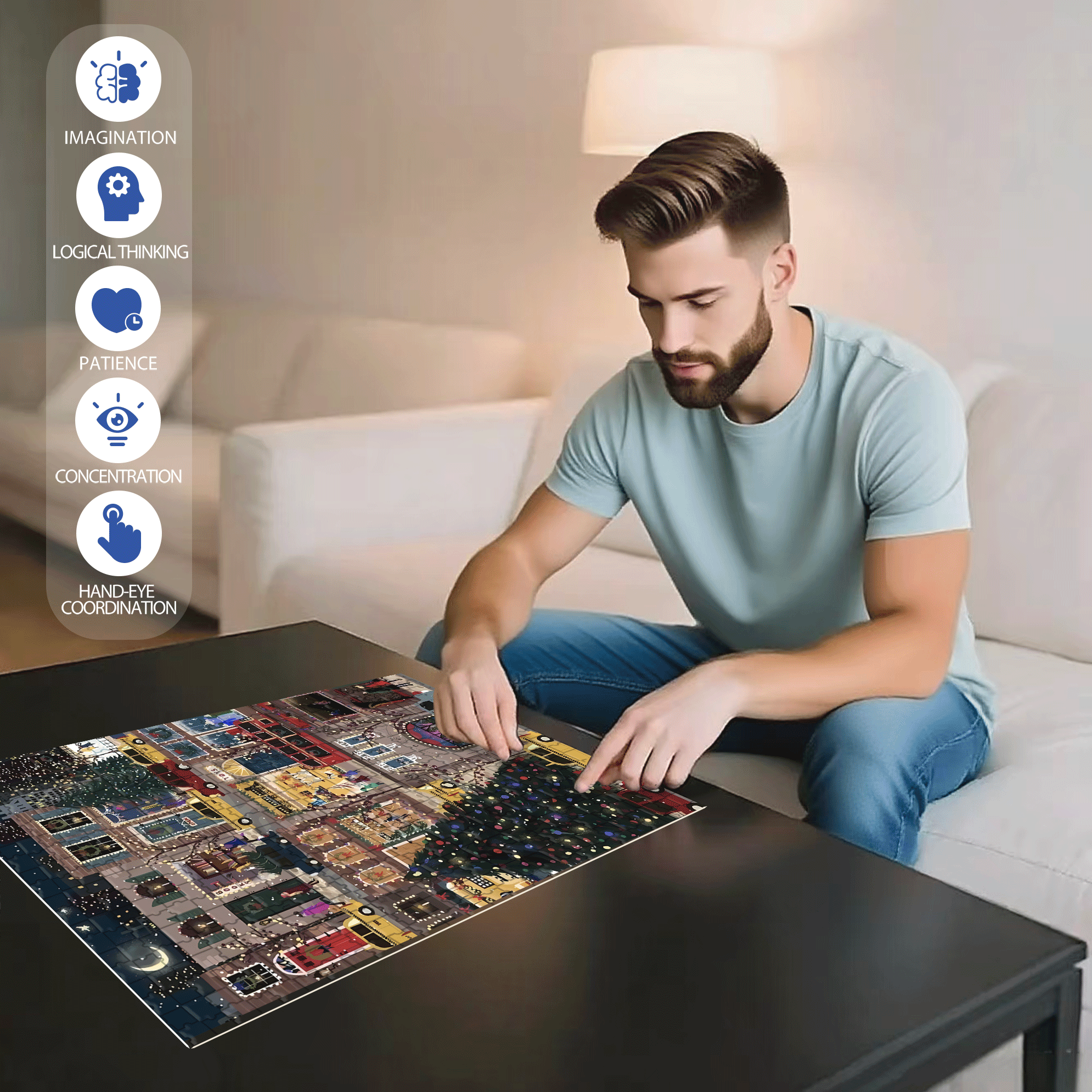 Live Your Life In A Gentle Manner 500pcs/1000pcs Jigsaw Puzzle, Scratch-Resistant, Interactive Family Game & Brain-Boosting DIY Decor, Perfect for Halloween, Christmas & New Year Gifts, Family Puzzle Game