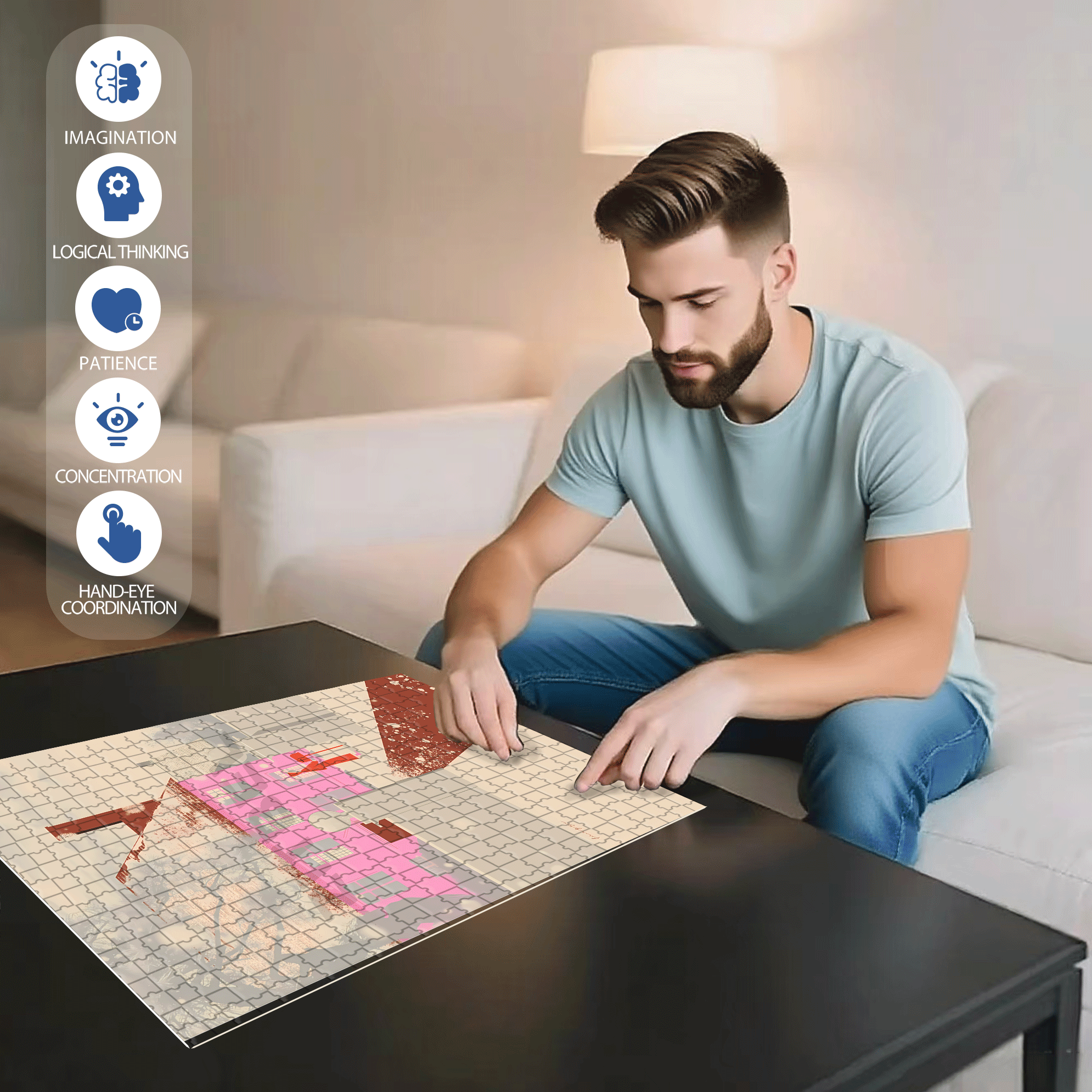 Love Letter 500pcs/1000pcs Jigsaw Puzzle, Scratch-Resistant, Interactive Family Game & Brain-Boosting DIY Decor, Perfect for Halloween, Christmas & New Year Gifts, Family Puzzle Game