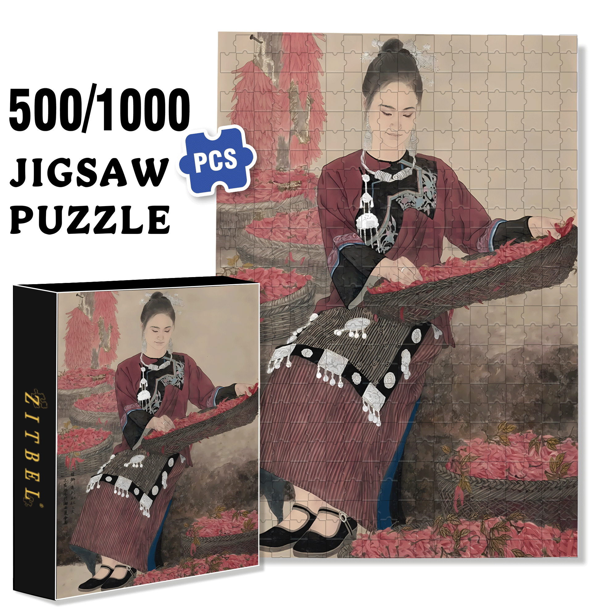 Miaojiang Life 500pcs/1000pcs Jigsaw Puzzle, Scratch-Resistant, Interactive Family Game & Brain-Boosting DIY Decor, Perfect for Halloween, Christmas & New Year Gifts, Family Puzzle Game