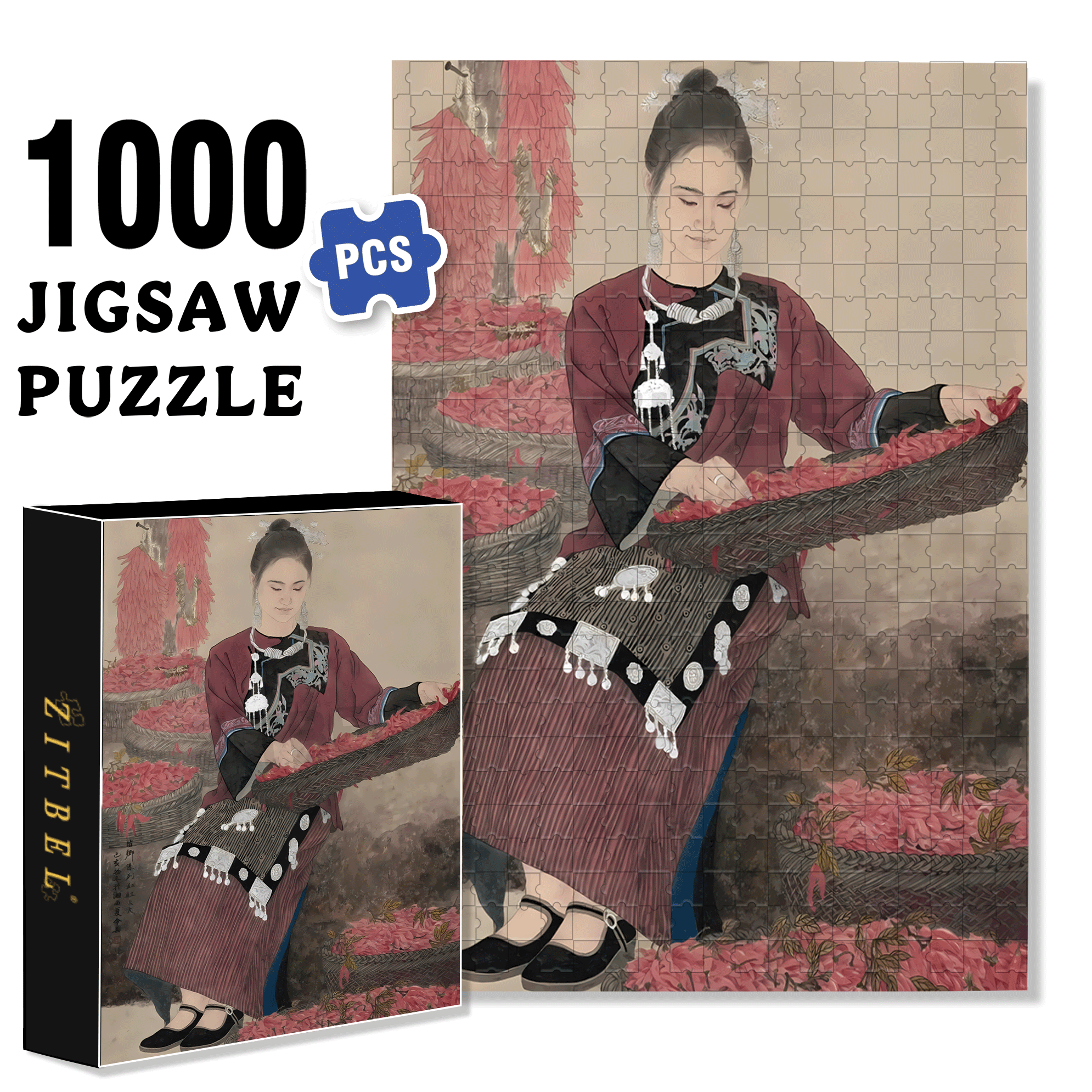 Miaojiang Life 500pcs/1000pcs Jigsaw Puzzle, Scratch-Resistant, Interactive Family Game & Brain-Boosting DIY Decor, Perfect for Halloween, Christmas & New Year Gifts, Family Puzzle Game