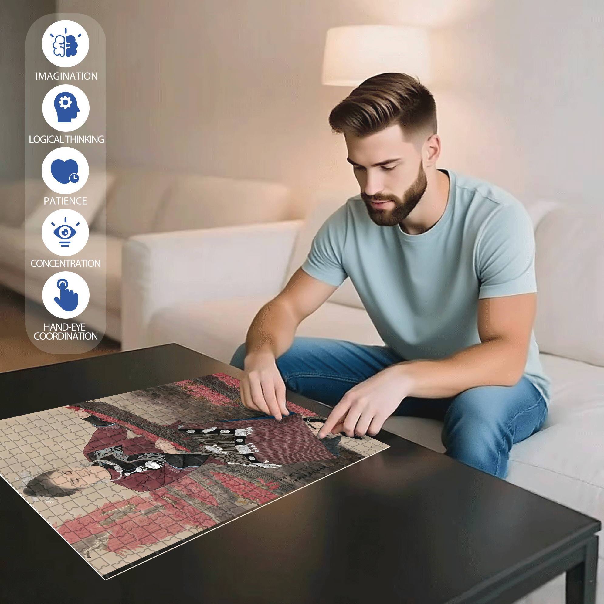 Miaojiang Life 500pcs/1000pcs Jigsaw Puzzle, Scratch-Resistant, Interactive Family Game & Brain-Boosting DIY Decor, Perfect for Halloween, Christmas & New Year Gifts, Family Puzzle Game