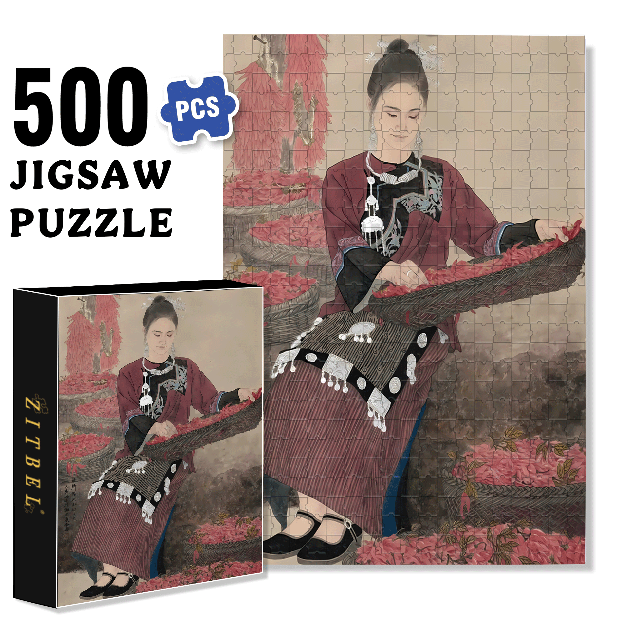 Miaojiang Life 500pcs/1000pcs Jigsaw Puzzle, Scratch-Resistant, Interactive Family Game & Brain-Boosting DIY Decor, Perfect for Halloween, Christmas & New Year Gifts, Family Puzzle Game