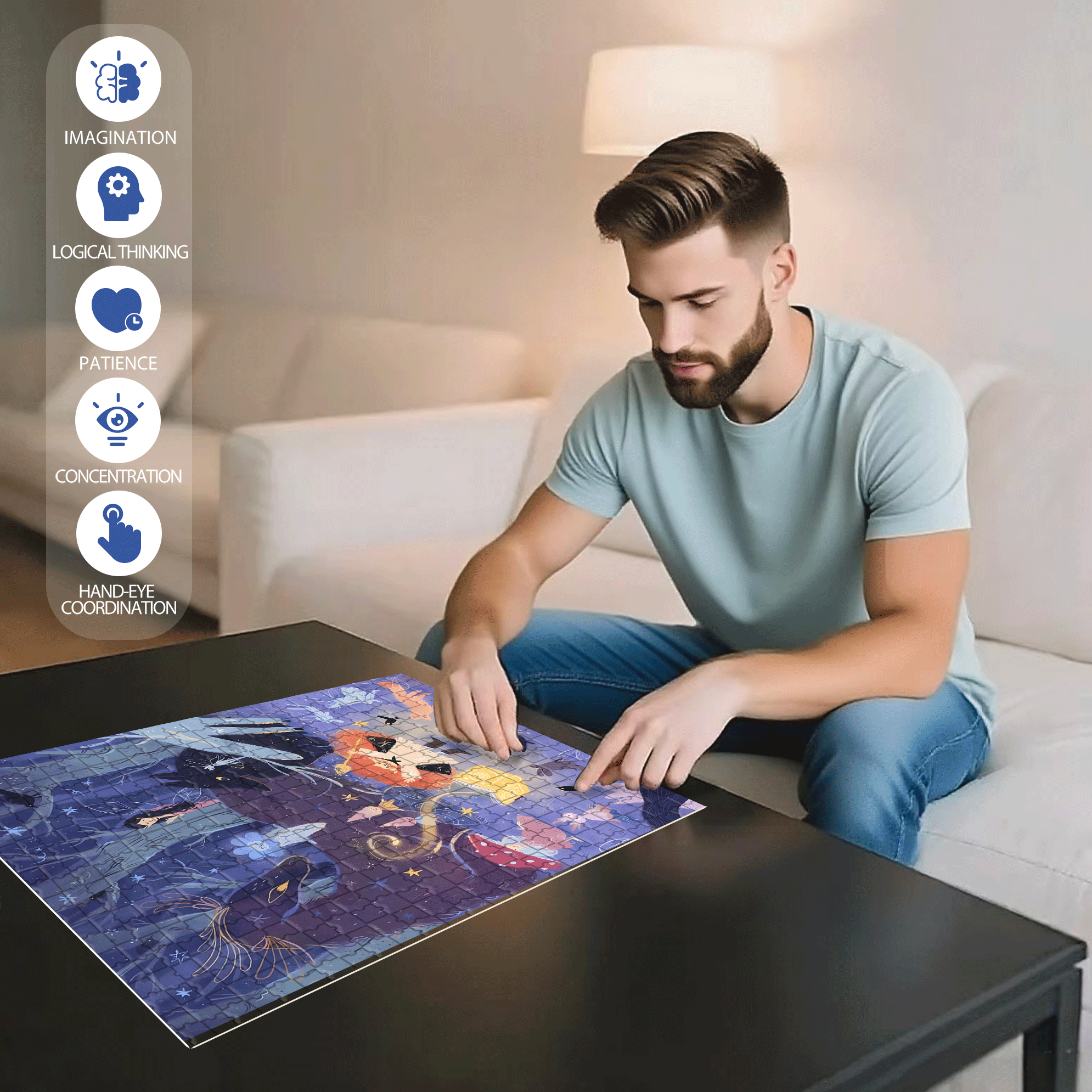 My Brilliant Ideas 500pcs/1000pcs Jigsaw Puzzle, Scratch-Resistant, Interactive Family Game & Brain-Boosting DIY Decor, Perfect for Halloween, Christmas & New Year Gifts, Family Puzzle Game