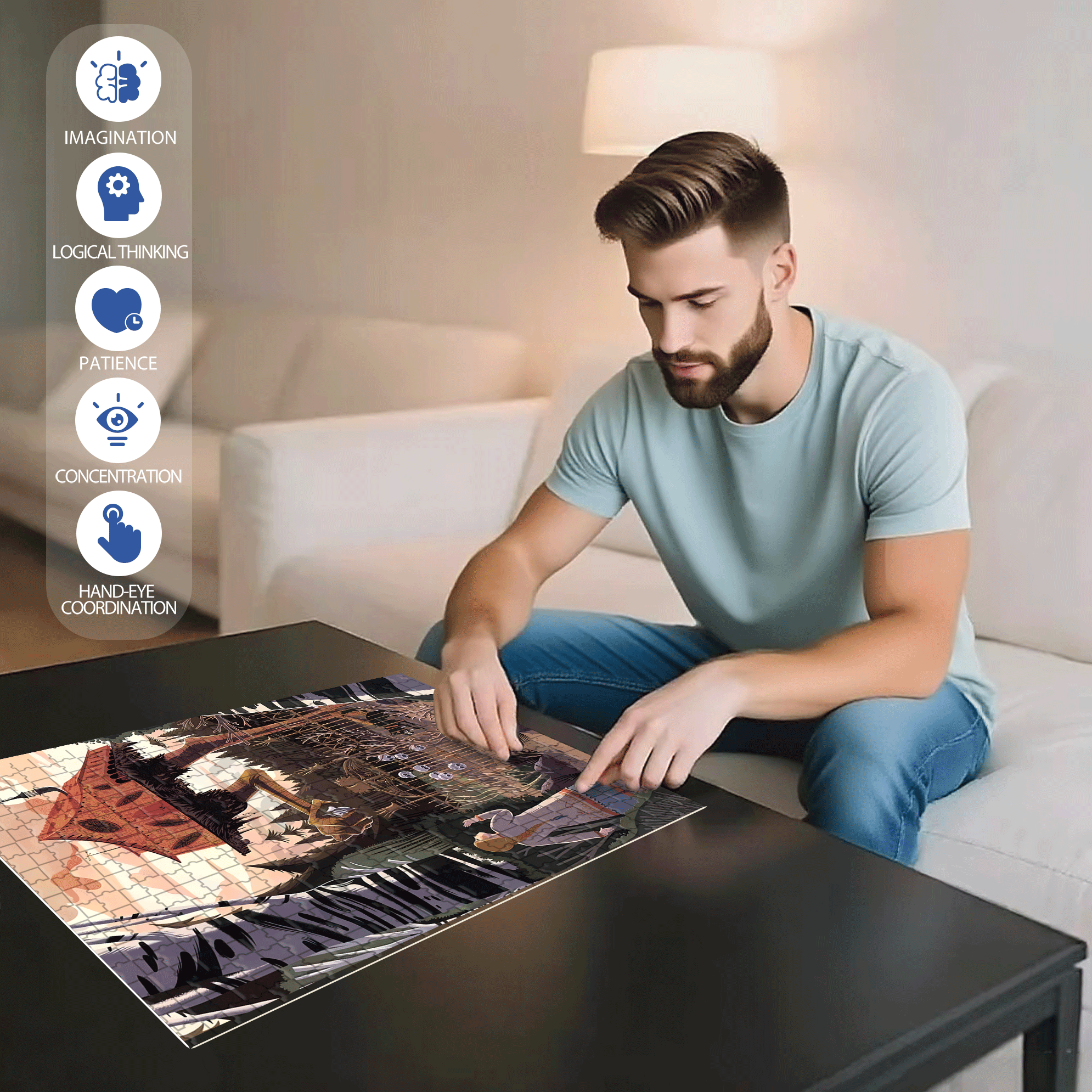 Norse Mythology 45 500pcs/1000pcs Jigsaw Puzzle, Scratch-Resistant, Interactive Family Game & Brain-Boosting DIY Decor, Perfect for Halloween, Christmas & New Year Gifts, Family Puzzle Game