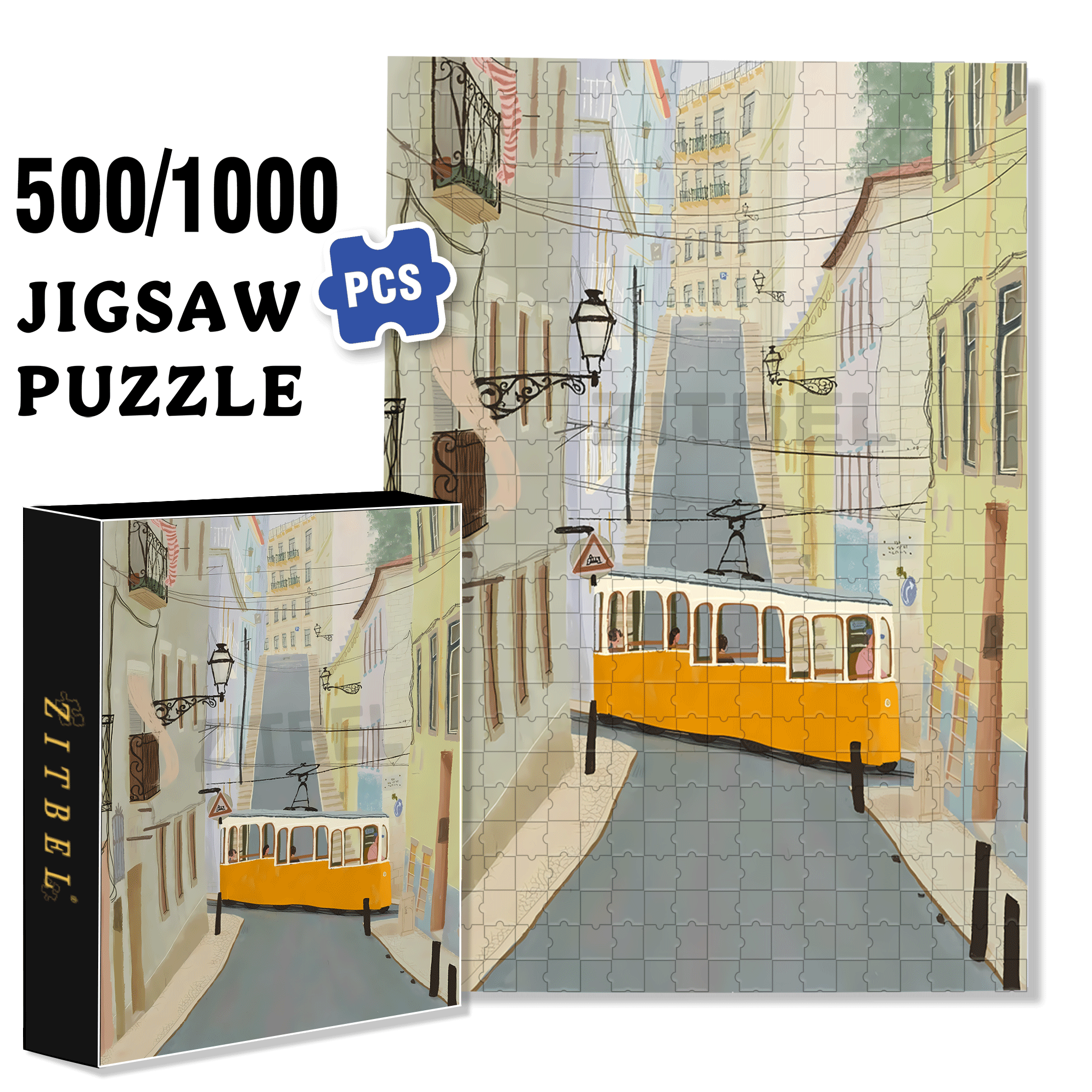 Old Streets And Alleys 500pcs/1000pcs Jigsaw Puzzle, Scratch-Resistant, Interactive Family Game & Brain-Boosting DIY Decor, Perfect for Halloween, Christmas & New Year Gifts, Family Puzzle Game