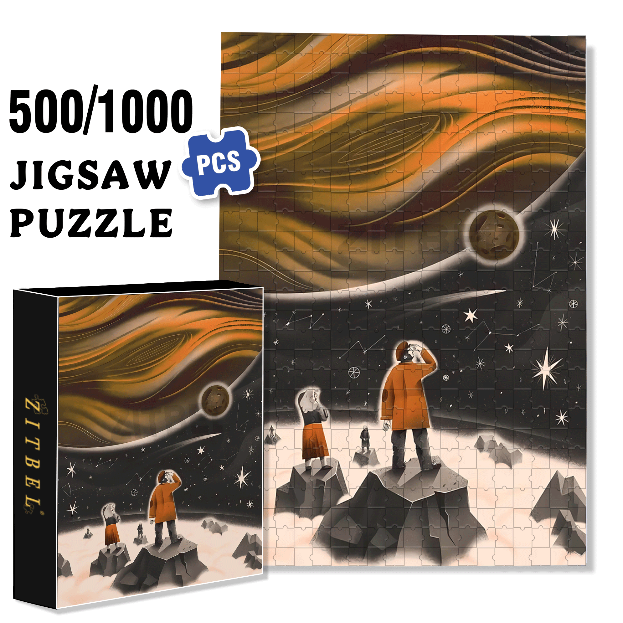 Space Roaming 500pcs/1000pcs Jigsaw Puzzle, Scratch-Resistant, Interactive Family Game & Brain-Boosting DIY Decor, Perfect for Halloween, Christmas & New Year Gifts, Family Puzzle Game