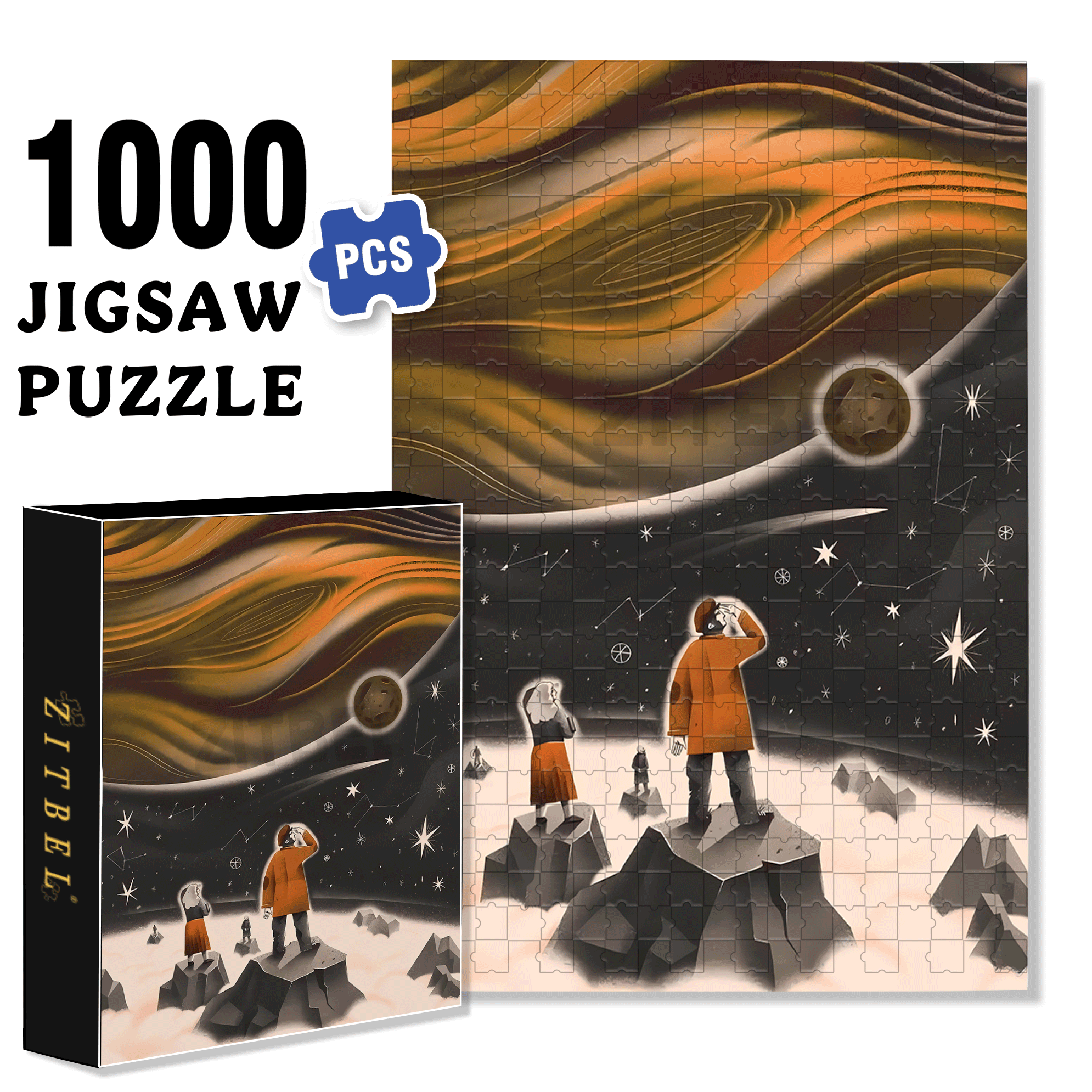 Space Roaming 500pcs/1000pcs Jigsaw Puzzle, Scratch-Resistant, Interactive Family Game & Brain-Boosting DIY Decor, Perfect for Halloween, Christmas & New Year Gifts, Family Puzzle Game