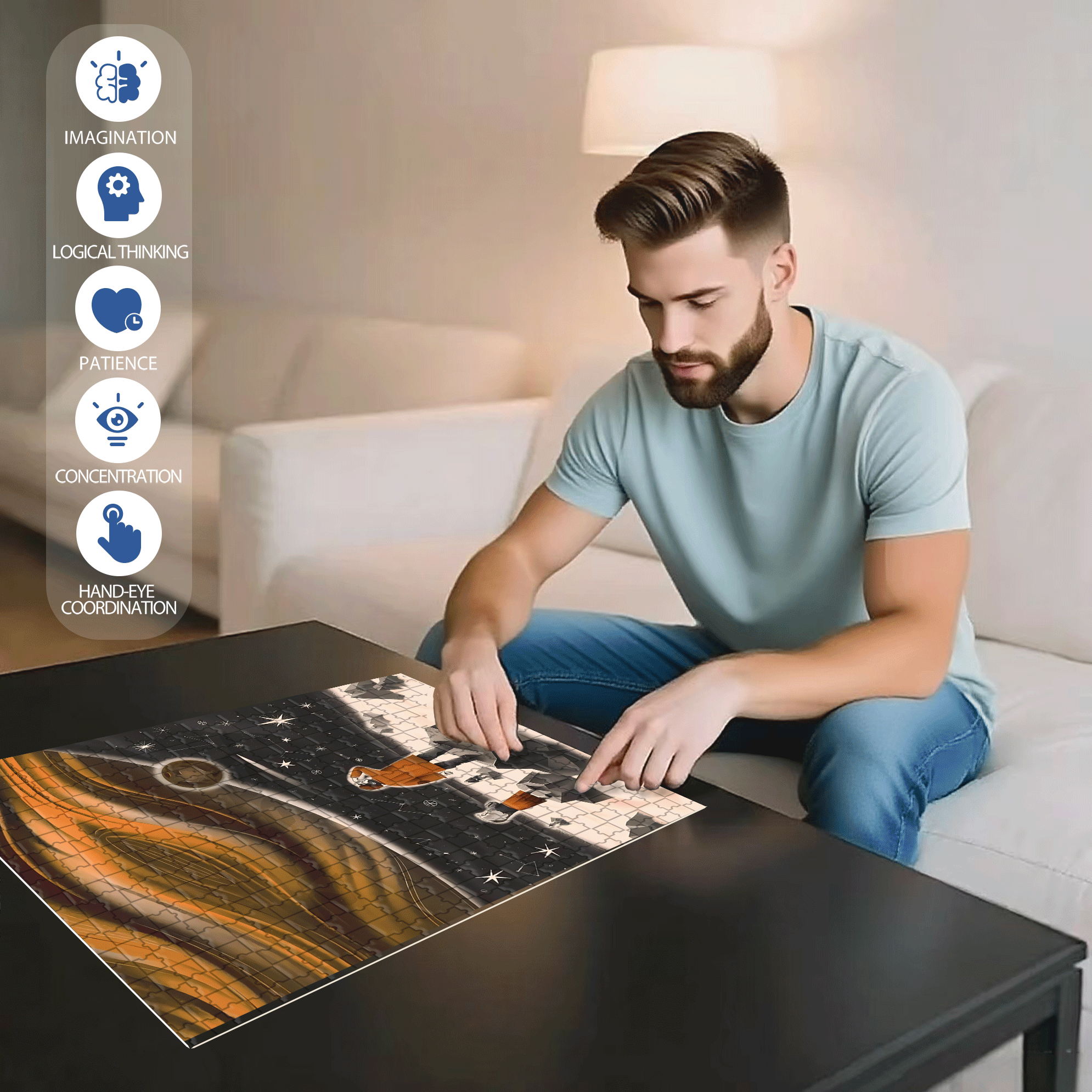 Space Roaming 500pcs/1000pcs Jigsaw Puzzle, Scratch-Resistant, Interactive Family Game & Brain-Boosting DIY Decor, Perfect for Halloween, Christmas & New Year Gifts, Family Puzzle Game
