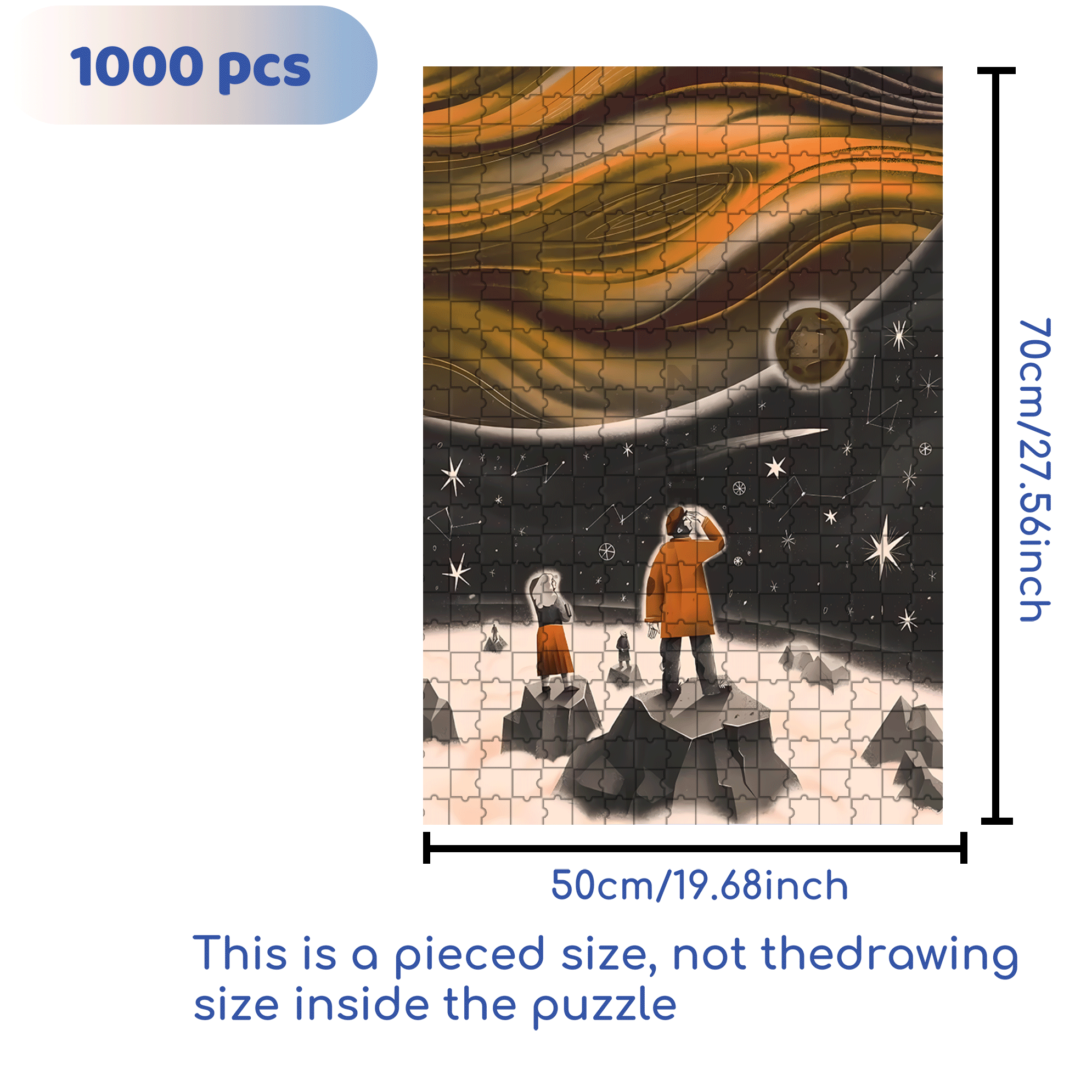 Space Roaming 500pcs/1000pcs Jigsaw Puzzle, Scratch-Resistant, Interactive Family Game & Brain-Boosting DIY Decor, Perfect for Halloween, Christmas & New Year Gifts, Family Puzzle Game