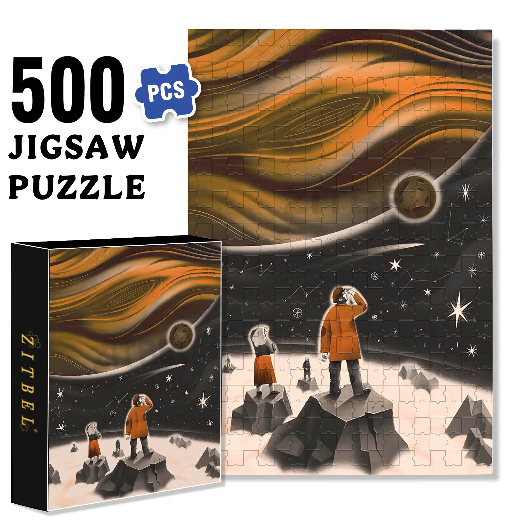 Space Roaming 500pcs/1000pcs Jigsaw Puzzle, Scratch-Resistant, Interactive Family Game & Brain-Boosting DIY Decor, Perfect for Halloween, Christmas & New Year Gifts, Family Puzzle Game