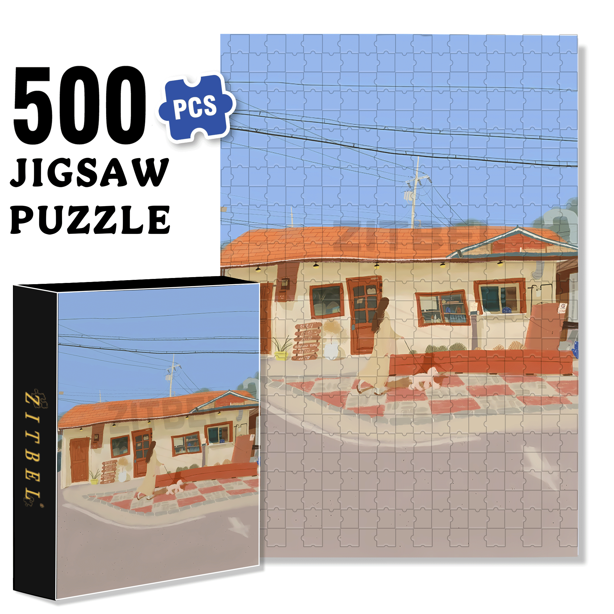Sunbathing With A Puppy 500pcs/1000pcs Jigsaw Puzzle, Scratch-Resistant, Interactive Family Game & Brain-Boosting DIY Decor, Perfect for Halloween, Christmas & New Year Gifts, Family Puzzle Game