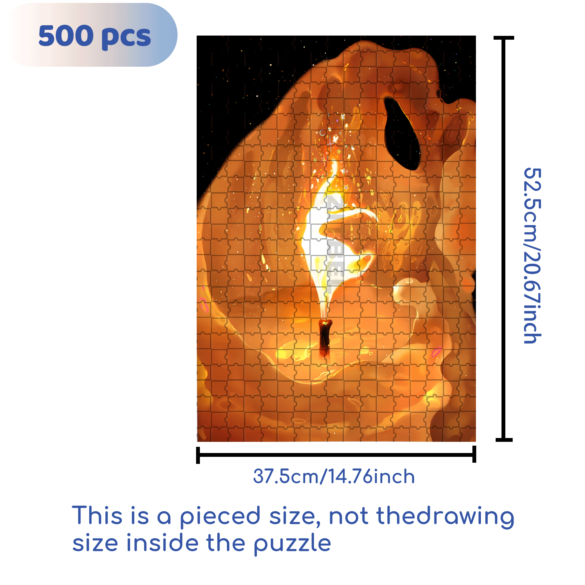 The Flickering Light On The Candle Wick 500pcs/1000pcs Jigsaw Puzzle, Scratch-Resistant, Interactive Family Game & Brain-Boosting DIY Decor, Perfect for Halloween, Christmas & New Year Gifts, Family Puzzle Game