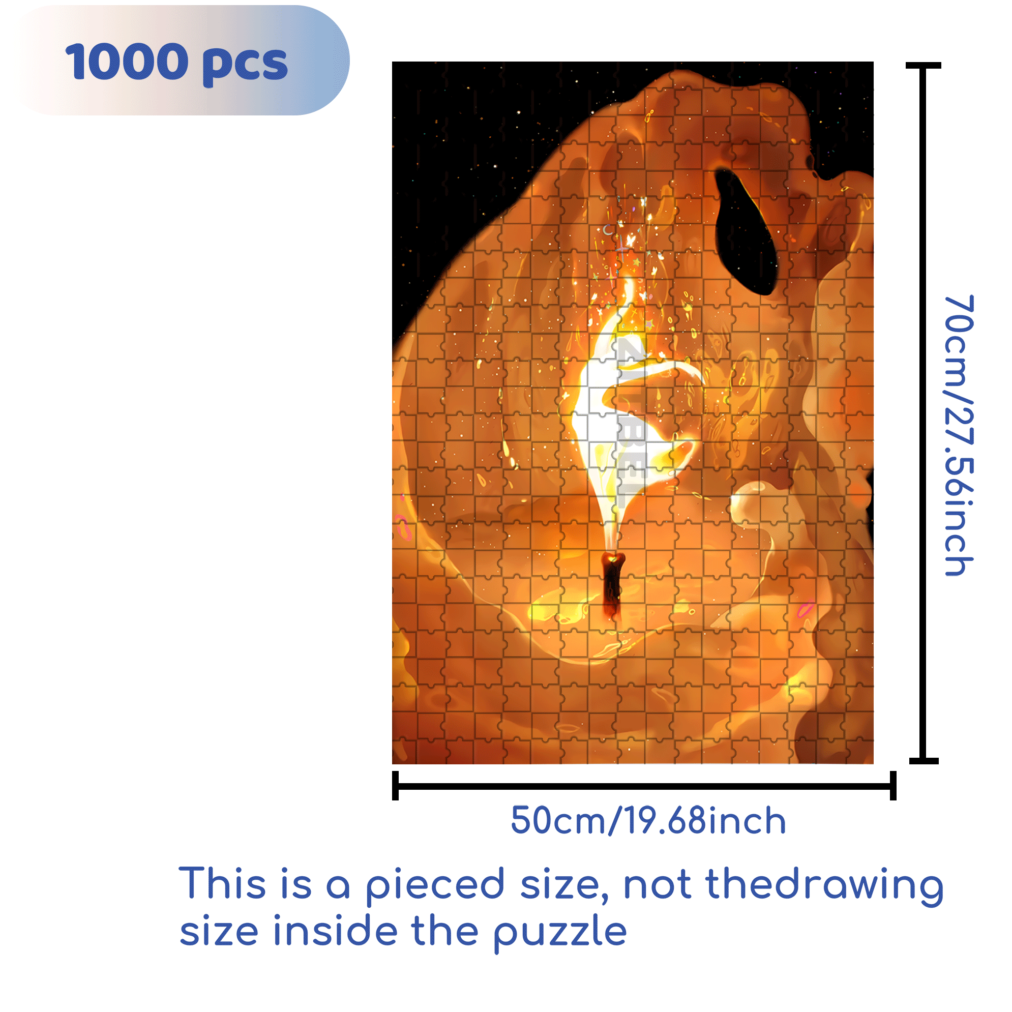 The Flickering Light On The Candle Wick 500pcs/1000pcs Jigsaw Puzzle, Scratch-Resistant, Interactive Family Game & Brain-Boosting DIY Decor, Perfect for Halloween, Christmas & New Year Gifts, Family Puzzle Game