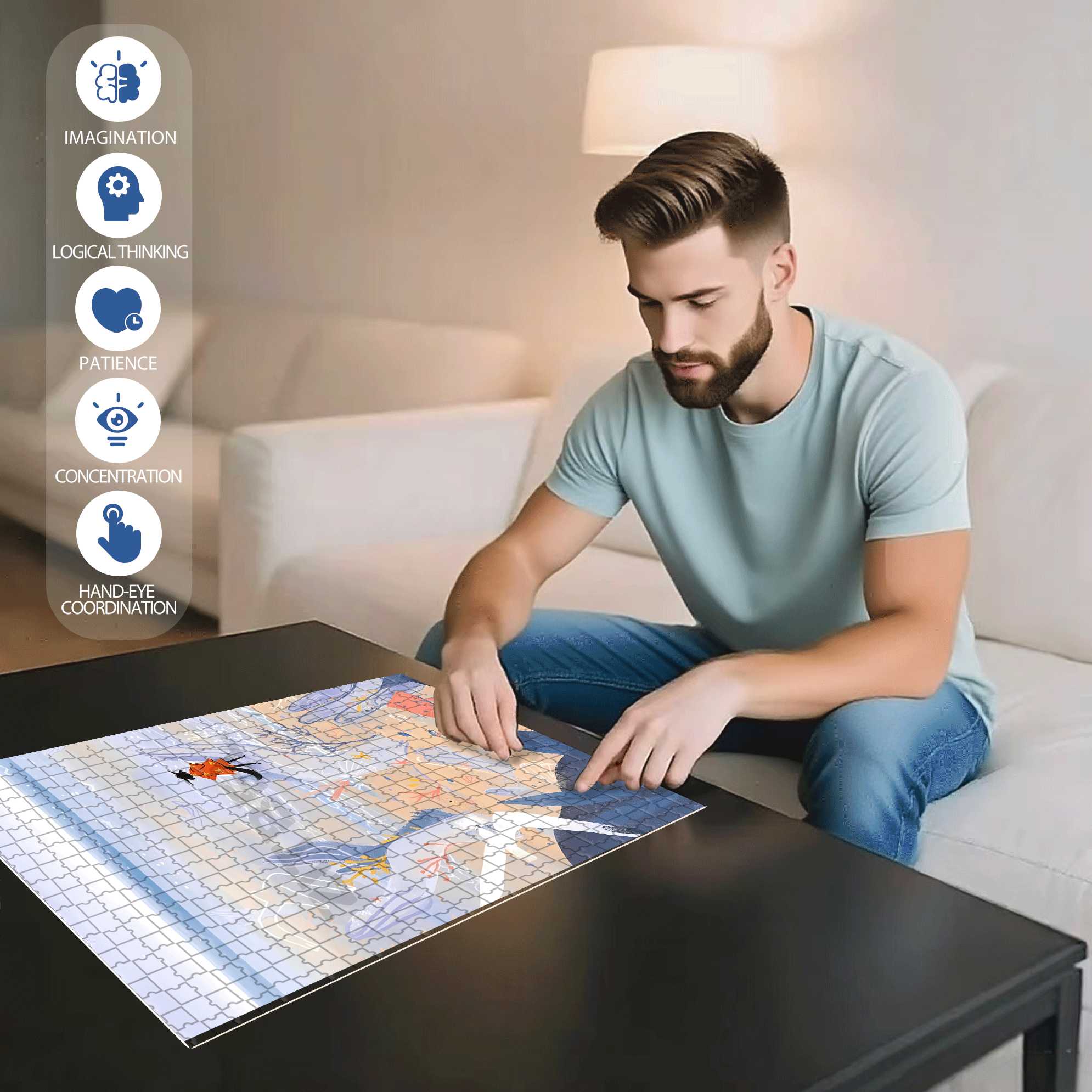 The Illusion Of The Soul 500pcs/1000pcs Jigsaw Puzzle, Scratch-Resistant, Interactive Family Game & Brain-Boosting DIY Decor, Perfect for Halloween, Christmas & New Year Gifts, Family Puzzle Game