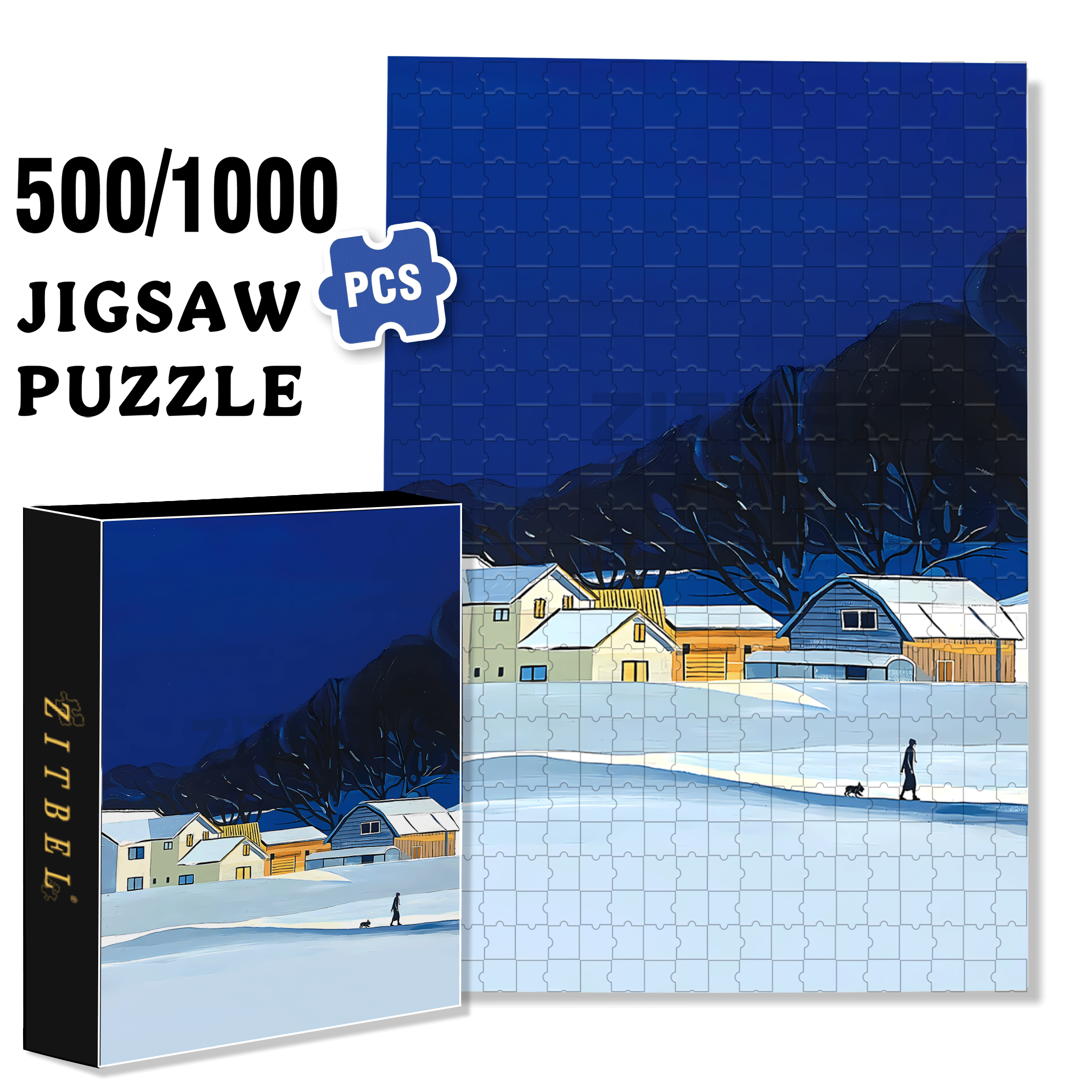 The Light In The Dark Night 500pcs/1000pcs Jigsaw Puzzle, Scratch-Resistant, Interactive Family Game & Brain-Boosting DIY Decor, Perfect for Halloween, Christmas & New Year Gifts, Family Puzzle Game