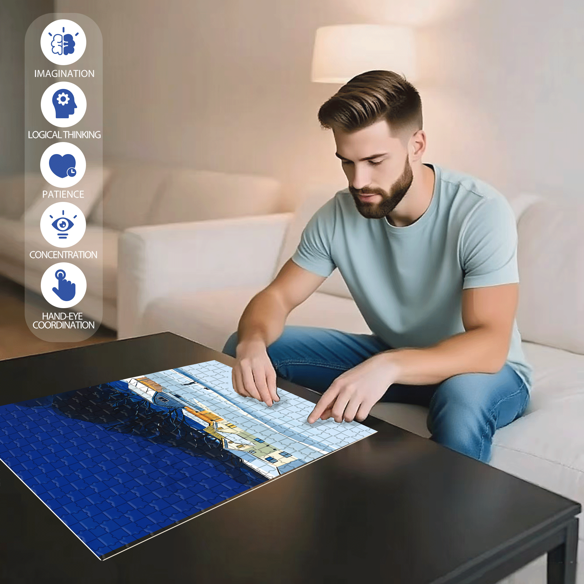 The Light In The Dark Night 500pcs/1000pcs Jigsaw Puzzle, Scratch-Resistant, Interactive Family Game & Brain-Boosting DIY Decor, Perfect for Halloween, Christmas & New Year Gifts, Family Puzzle Game