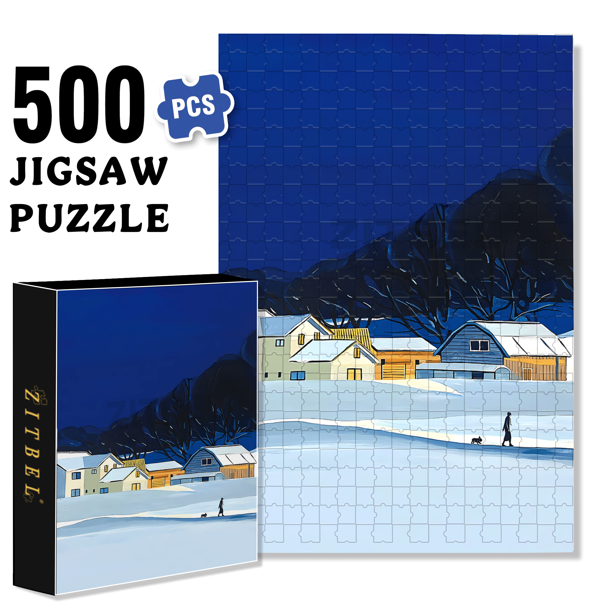The Light In The Dark Night 500pcs/1000pcs Jigsaw Puzzle, Scratch-Resistant, Interactive Family Game & Brain-Boosting DIY Decor, Perfect for Halloween, Christmas & New Year Gifts, Family Puzzle Game