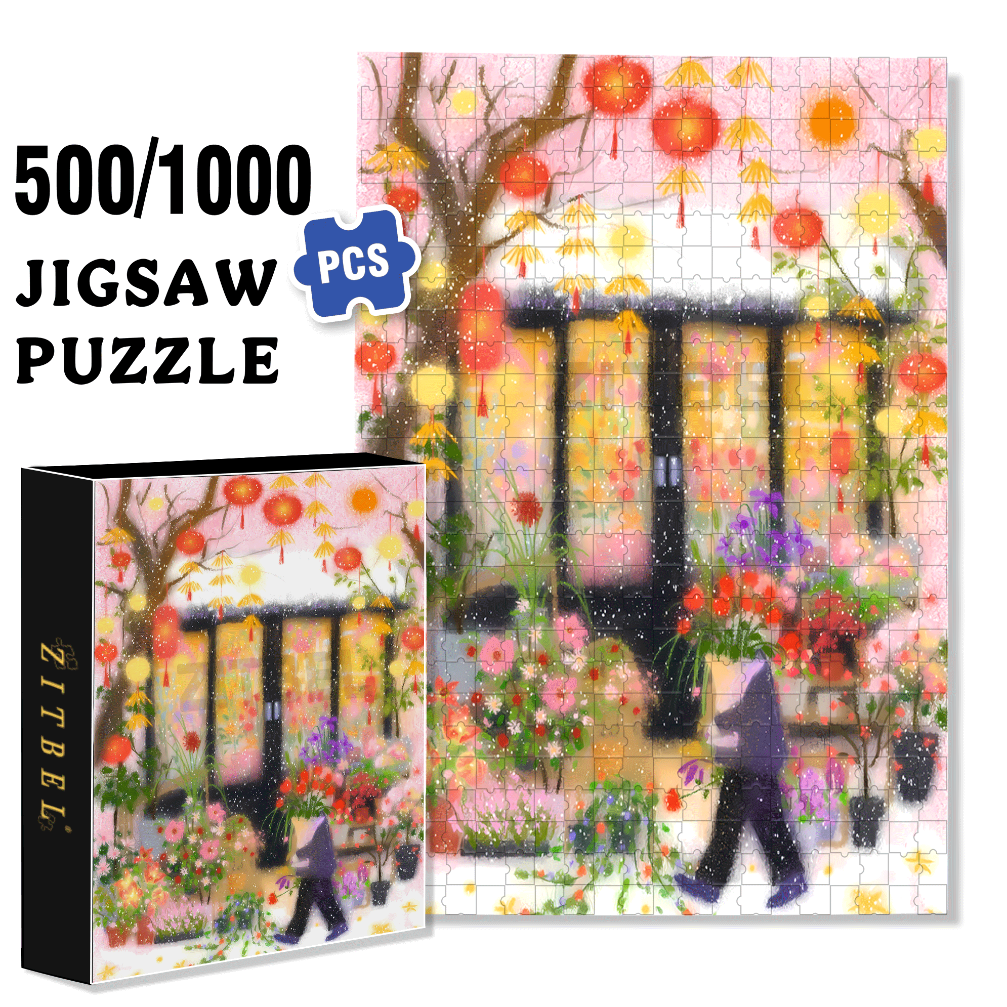 The New Year Is Approaching 500pcs/1000pcs Jigsaw Puzzle, Scratch-Resistant, Interactive Family Game & Brain-Boosting DIY Decor, Perfect for Halloween, Christmas & New Year Gifts, Family Puzzle Game