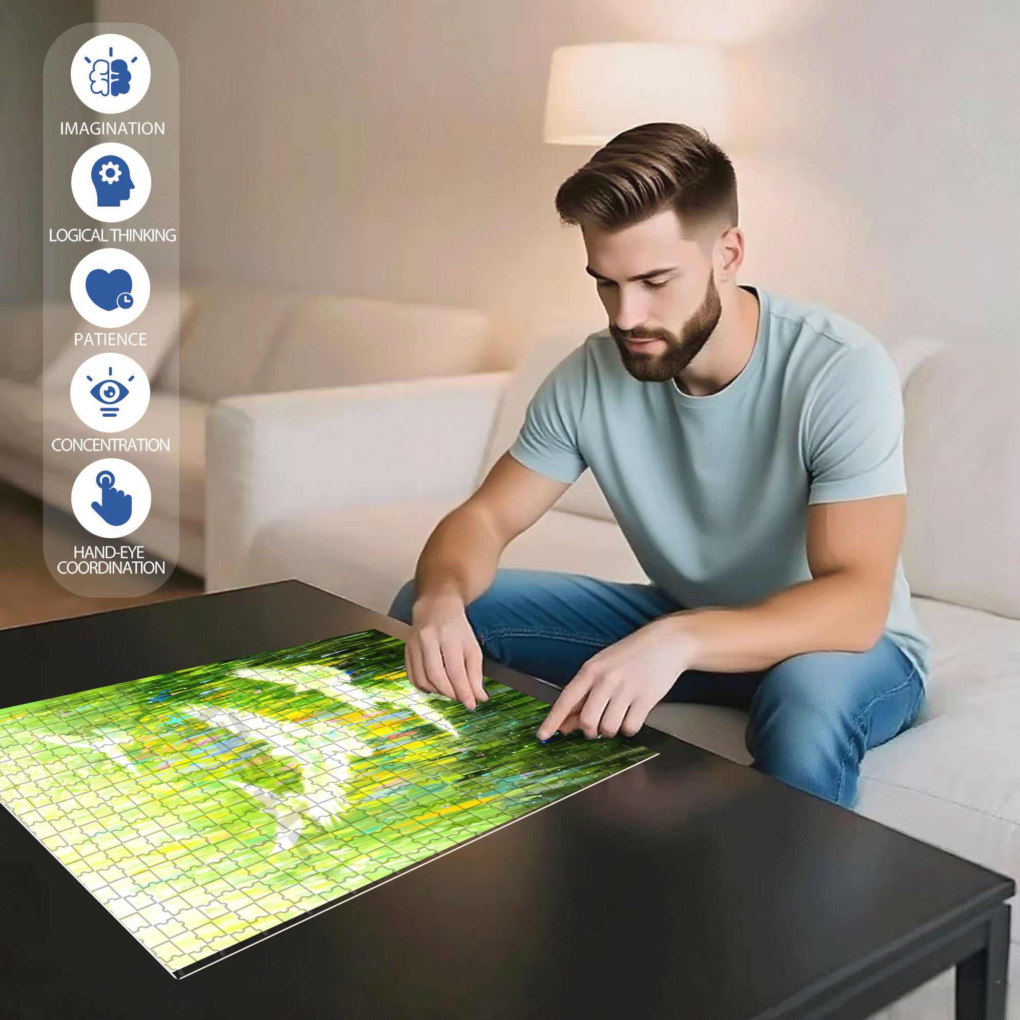 Toward The Spring Sunlight 500pcs/1000pcs Jigsaw Puzzle, Scratch-Resistant, Interactive Family Game & Brain-Boosting DIY Decor, Perfect for Halloween, Christmas & New Year Gifts, Family Puzzle Game