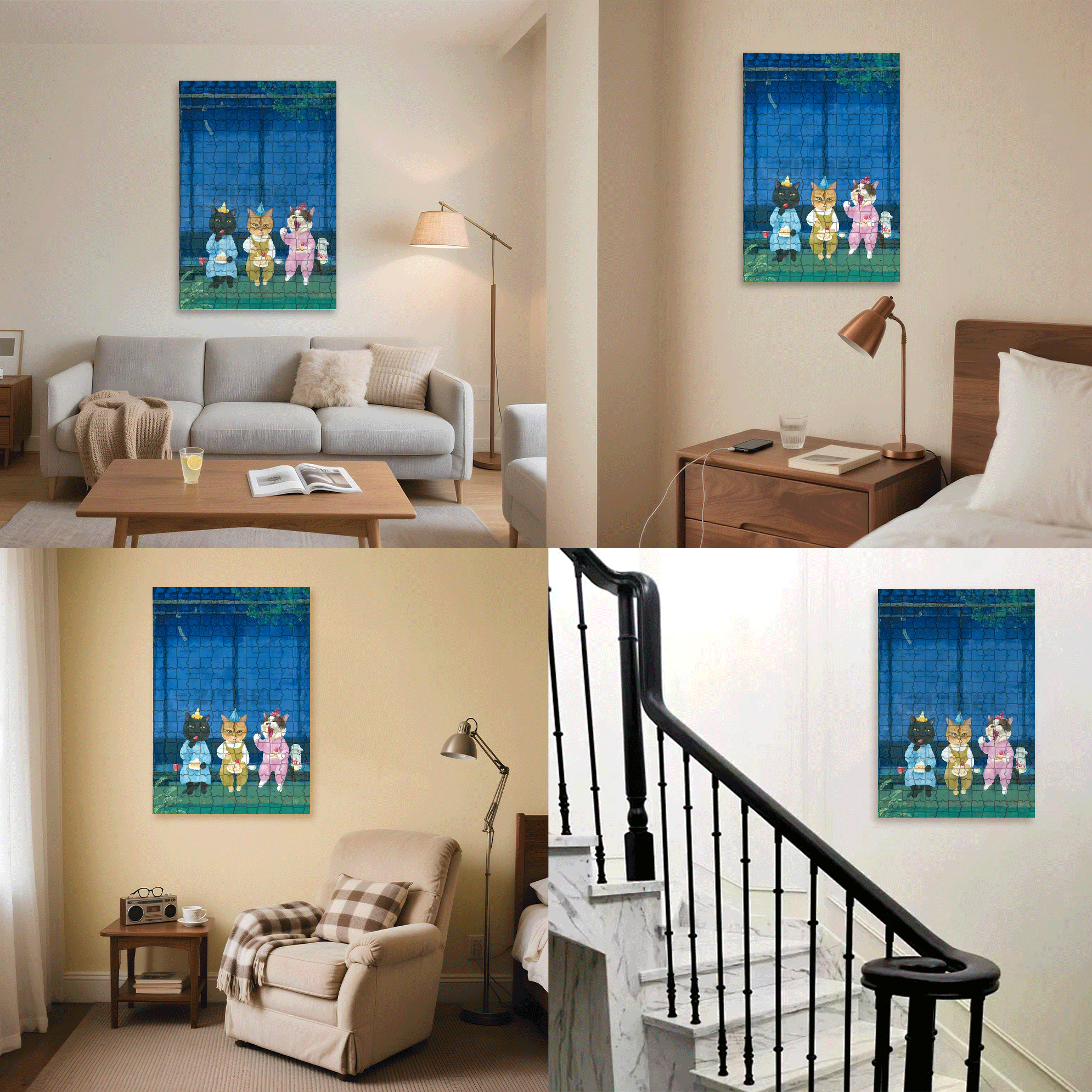 Under The Moon Before The Cat 500pcs/1000pcs Jigsaw Puzzle, Scratch-Resistant, Interactive Family Game & Brain-Boosting DIY Decor, Perfect for Halloween, Christmas & New Year Gifts, Family Puzzle Game