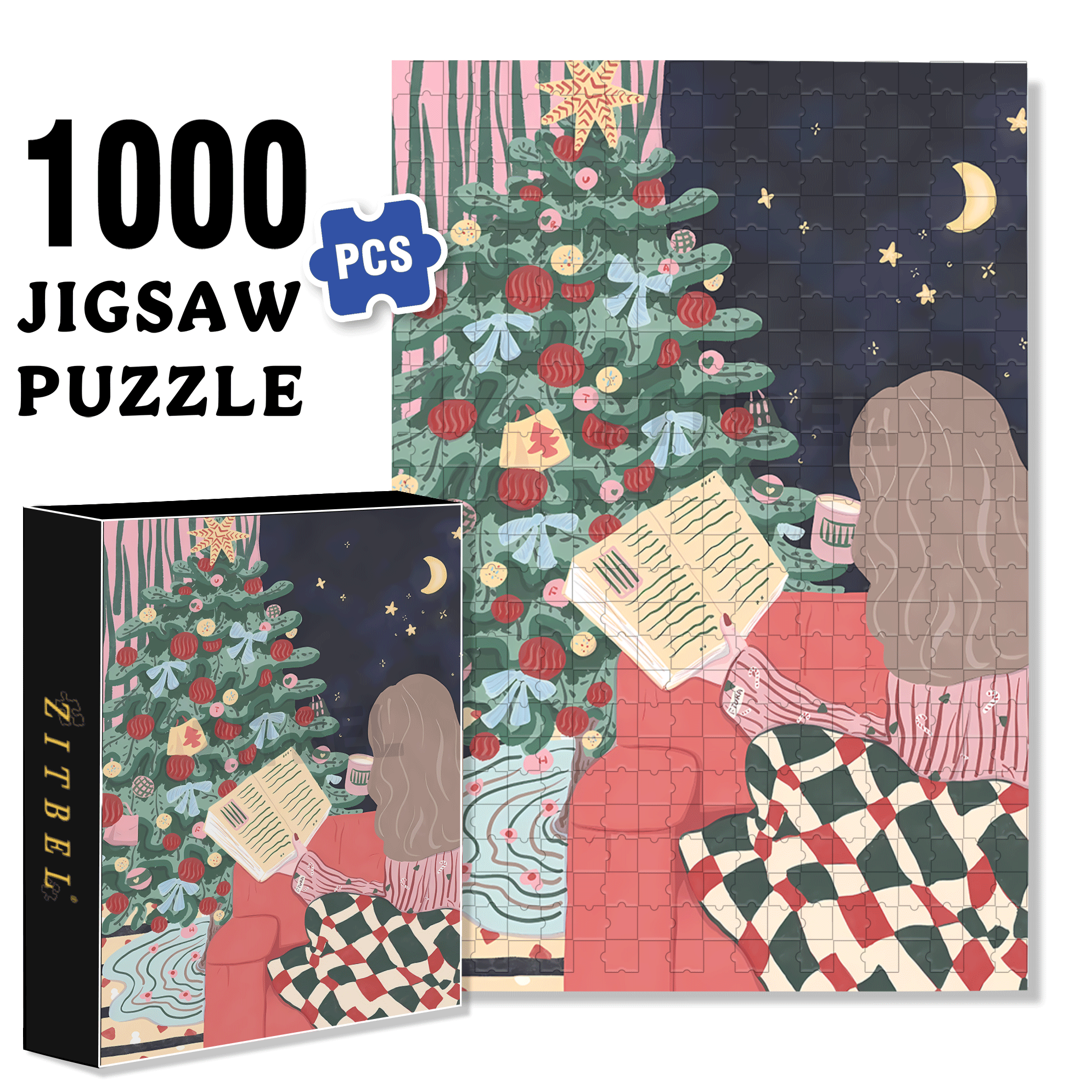 Warm Christmas 2 500pcs/1000pcs Jigsaw Puzzle, Scratch-Resistant, Interactive Family Game & Brain-Boosting DIY Decor, Perfect for Halloween, Christmas & New Year Gifts, Family Puzzle Game