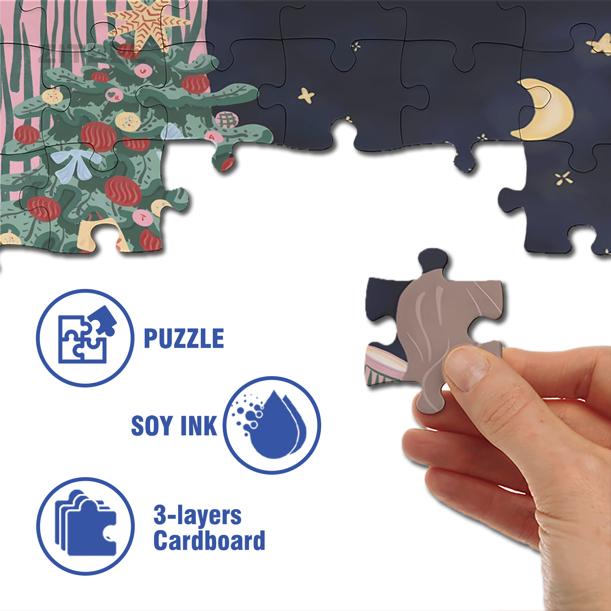 Warm Christmas 2 500pcs/1000pcs Jigsaw Puzzle, Scratch-Resistant, Interactive Family Game & Brain-Boosting DIY Decor, Perfect for Halloween, Christmas & New Year Gifts, Family Puzzle Game