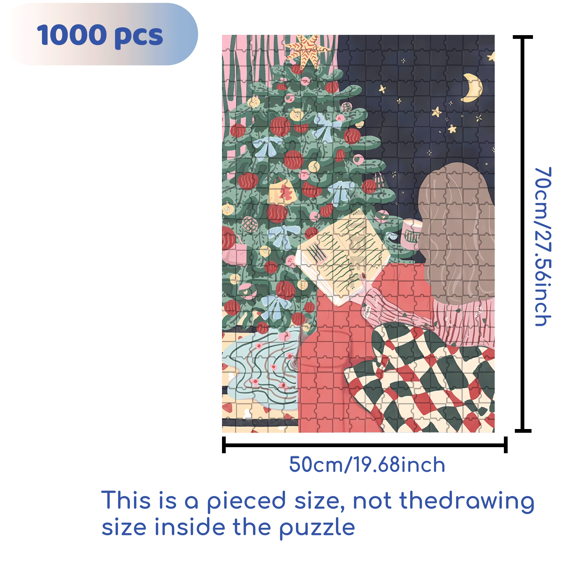 Warm Christmas 2 500pcs/1000pcs Jigsaw Puzzle, Scratch-Resistant, Interactive Family Game & Brain-Boosting DIY Decor, Perfect for Halloween, Christmas & New Year Gifts, Family Puzzle Game