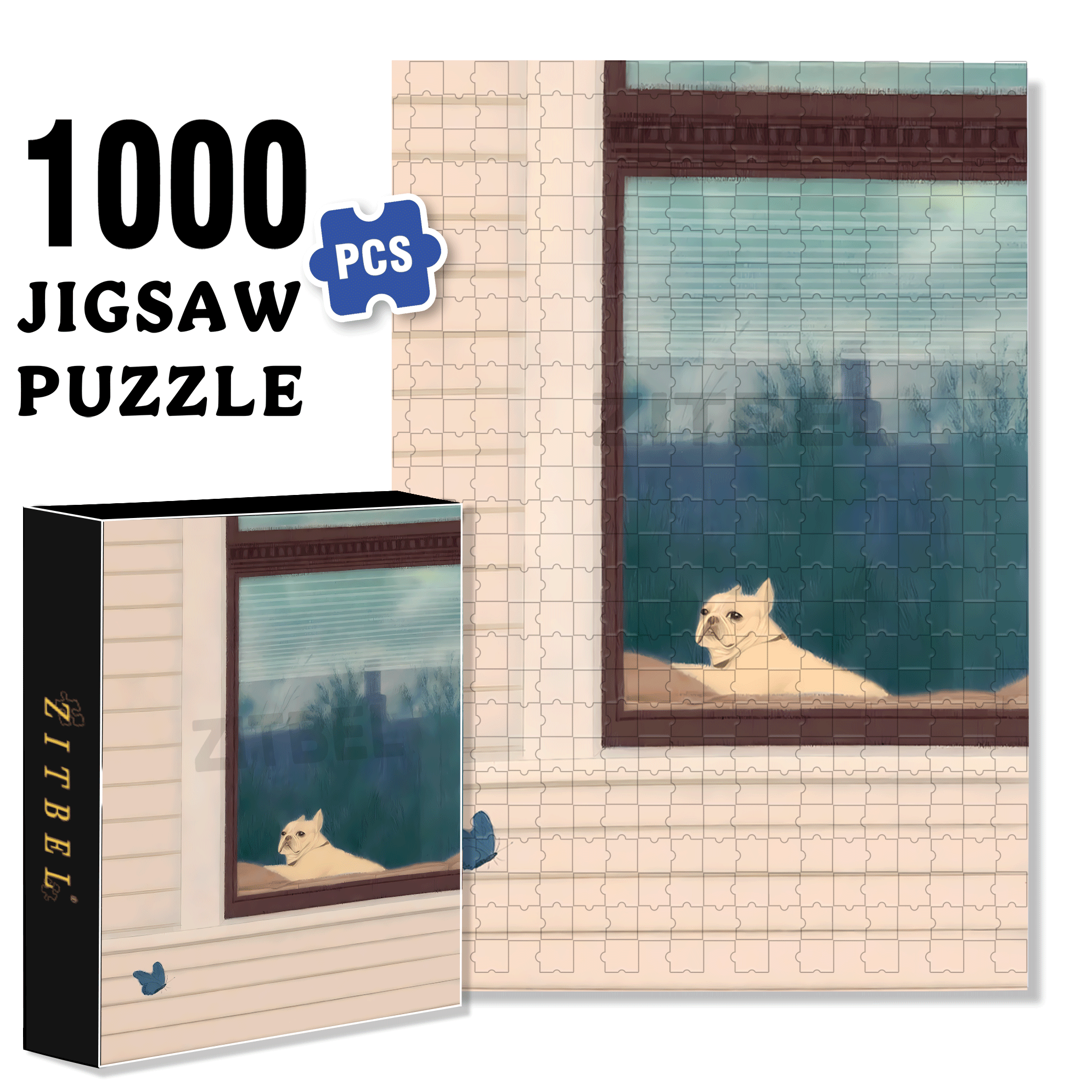 A small Figure By The Windowsill 500pcs/1000pcs Jigsaw Puzzle, Scratch-Resistant, Interactive Family Game & Brain-Boosting DIY Decor, Perfect for Halloween, Christmas & New Year Gifts, Family Puzzle Game